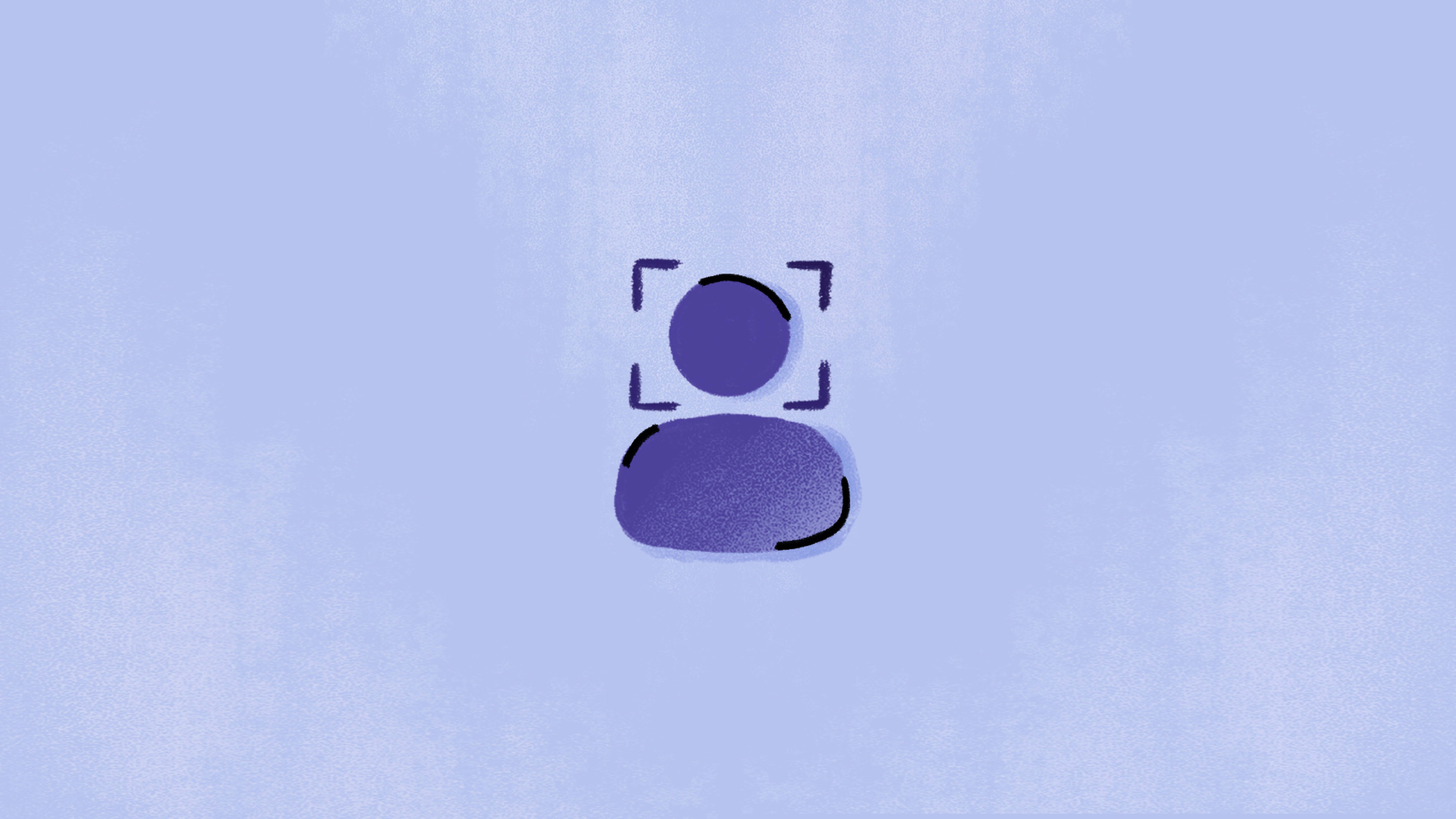 Face Recognition, purple user icon, camera frame outline, 8K Desktop Wallpaper