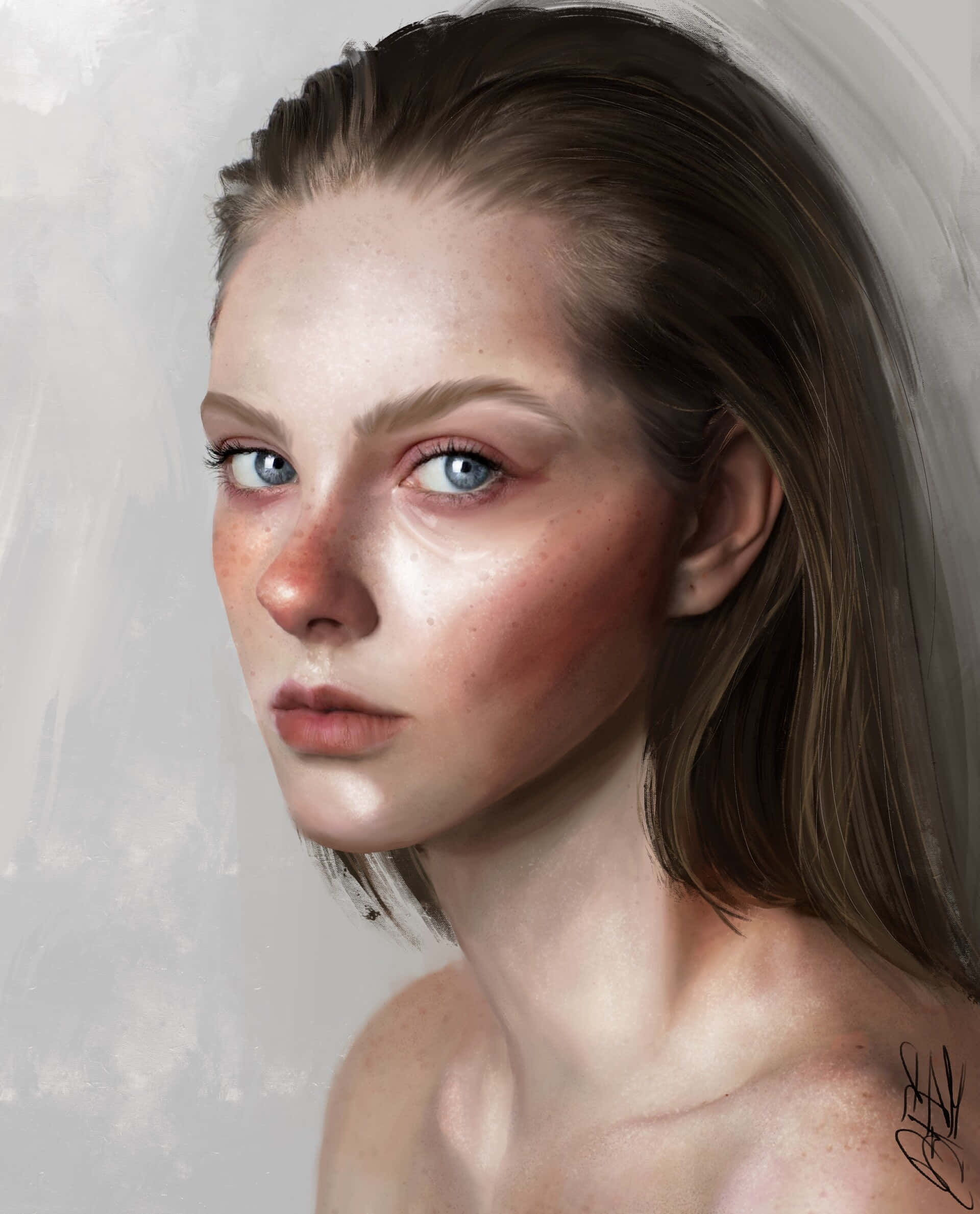 woman with blue eyes, striking blue eyes, freckles, Full HD Phone Wallpaper