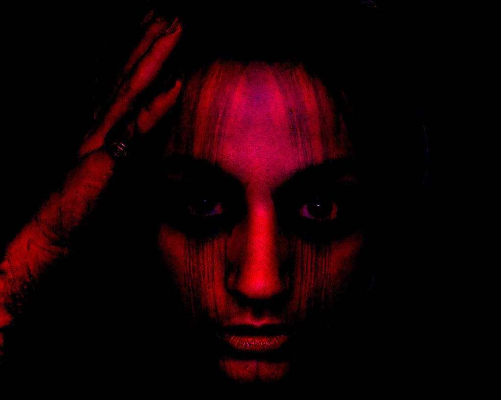 black horror female ghost, eerie red light, pitch-black background, SD Desktop Wallpaper