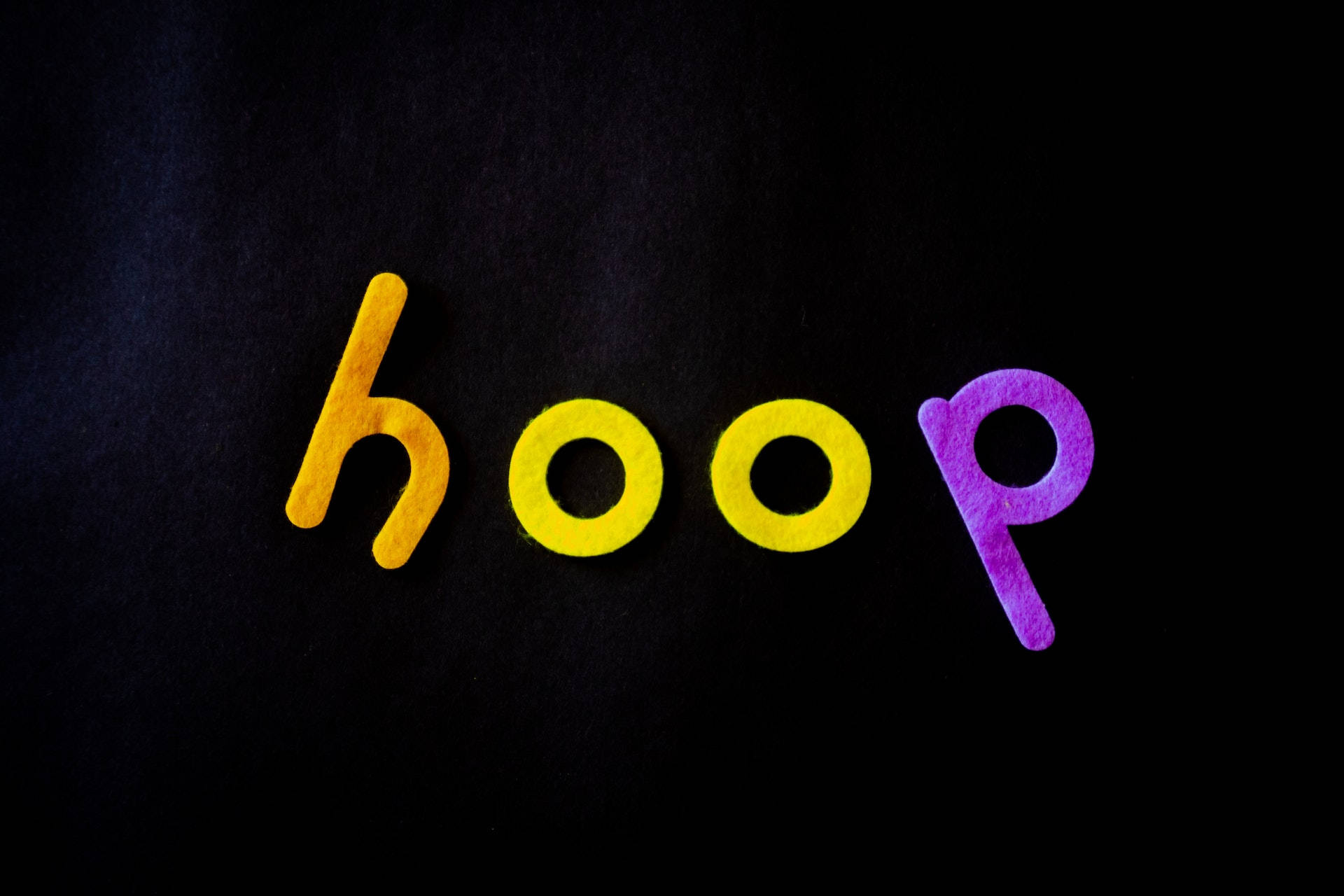 hoop, colorful felt letters, dark textured background, Full HD Desktop Wallpaper