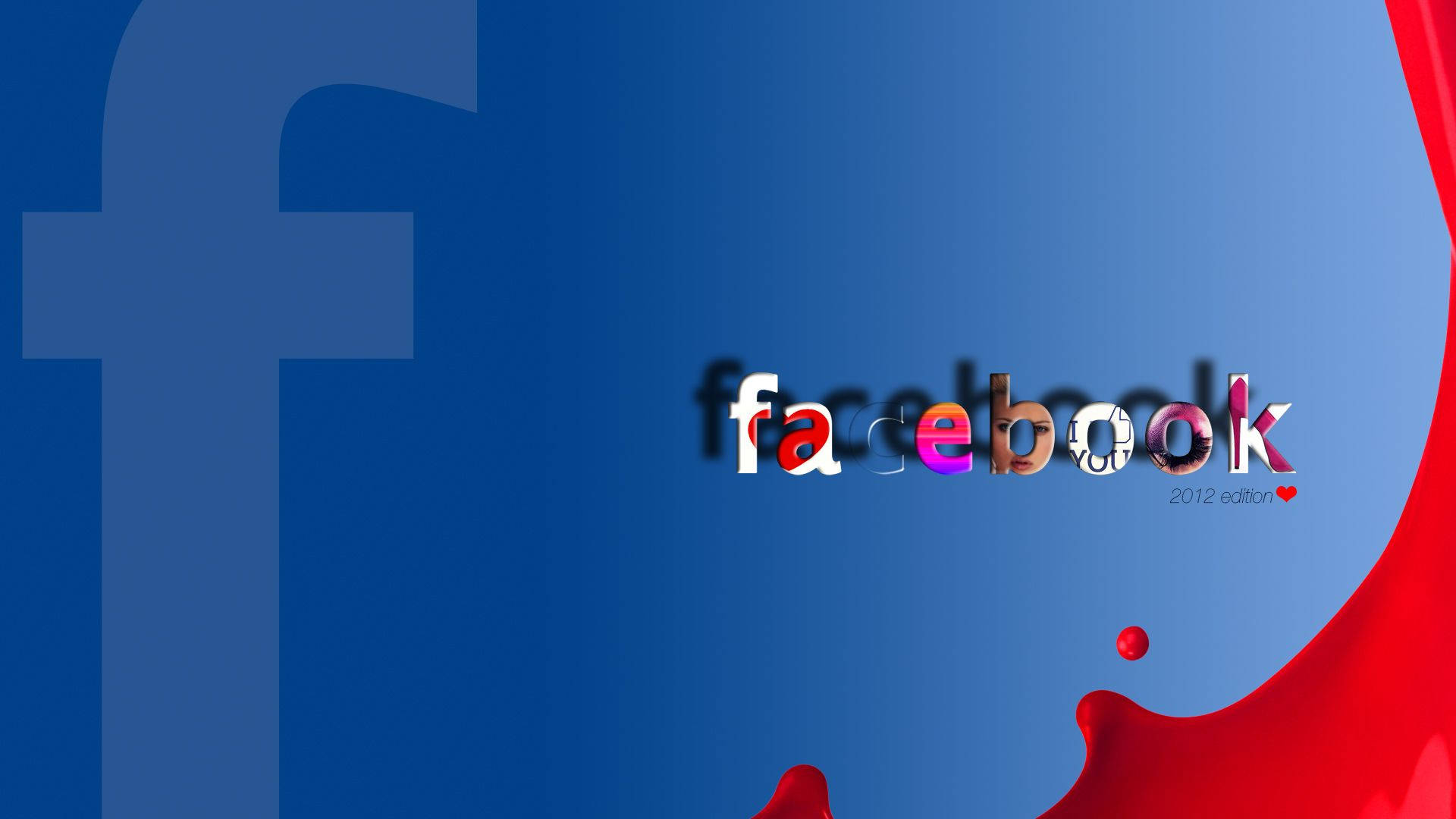Facebook logo, colorful fragmented letters, blue gradient background, Full HD Desktop Wallpaper