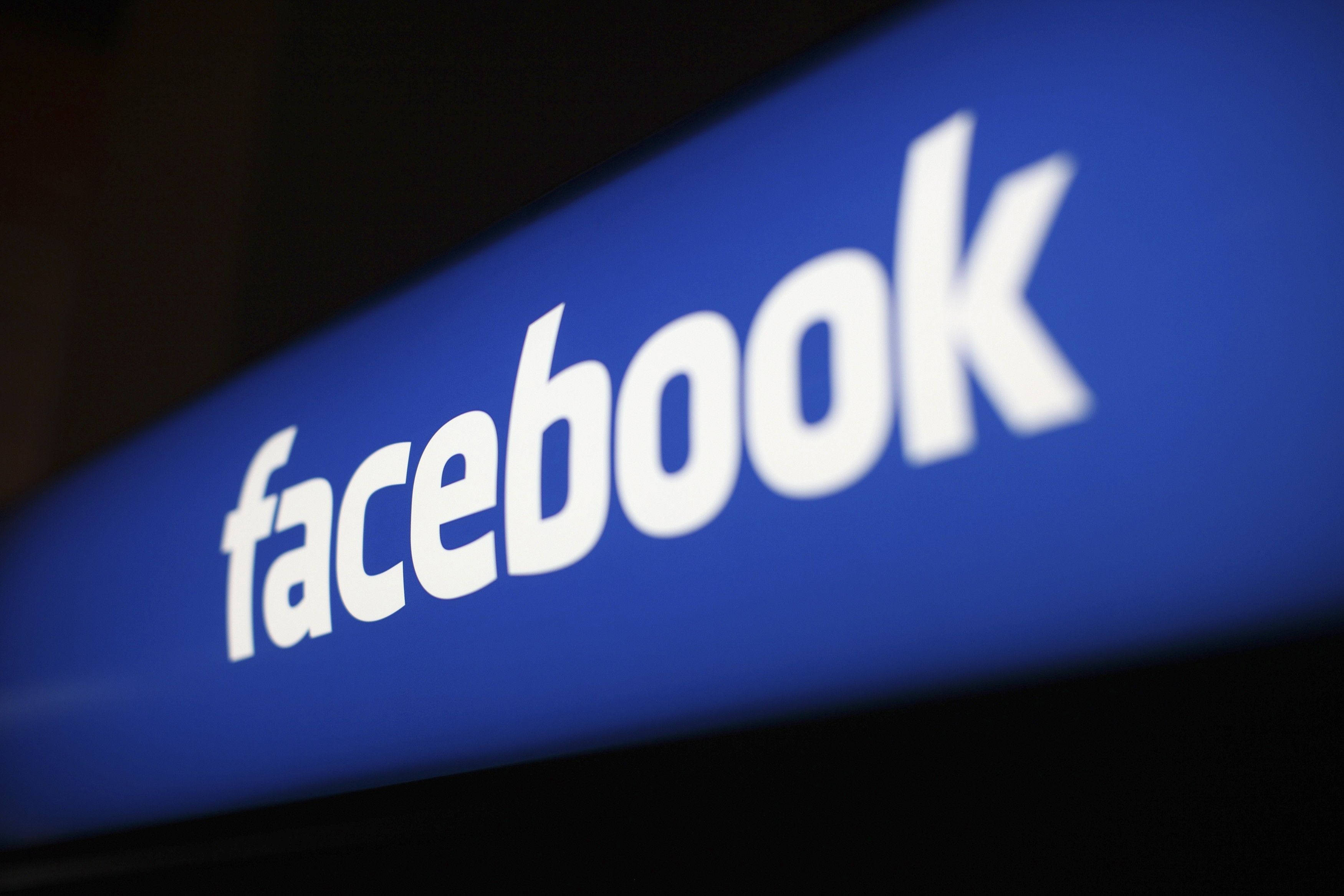 Facebook, glowing blue, white text, 2K Desktop Wallpaper