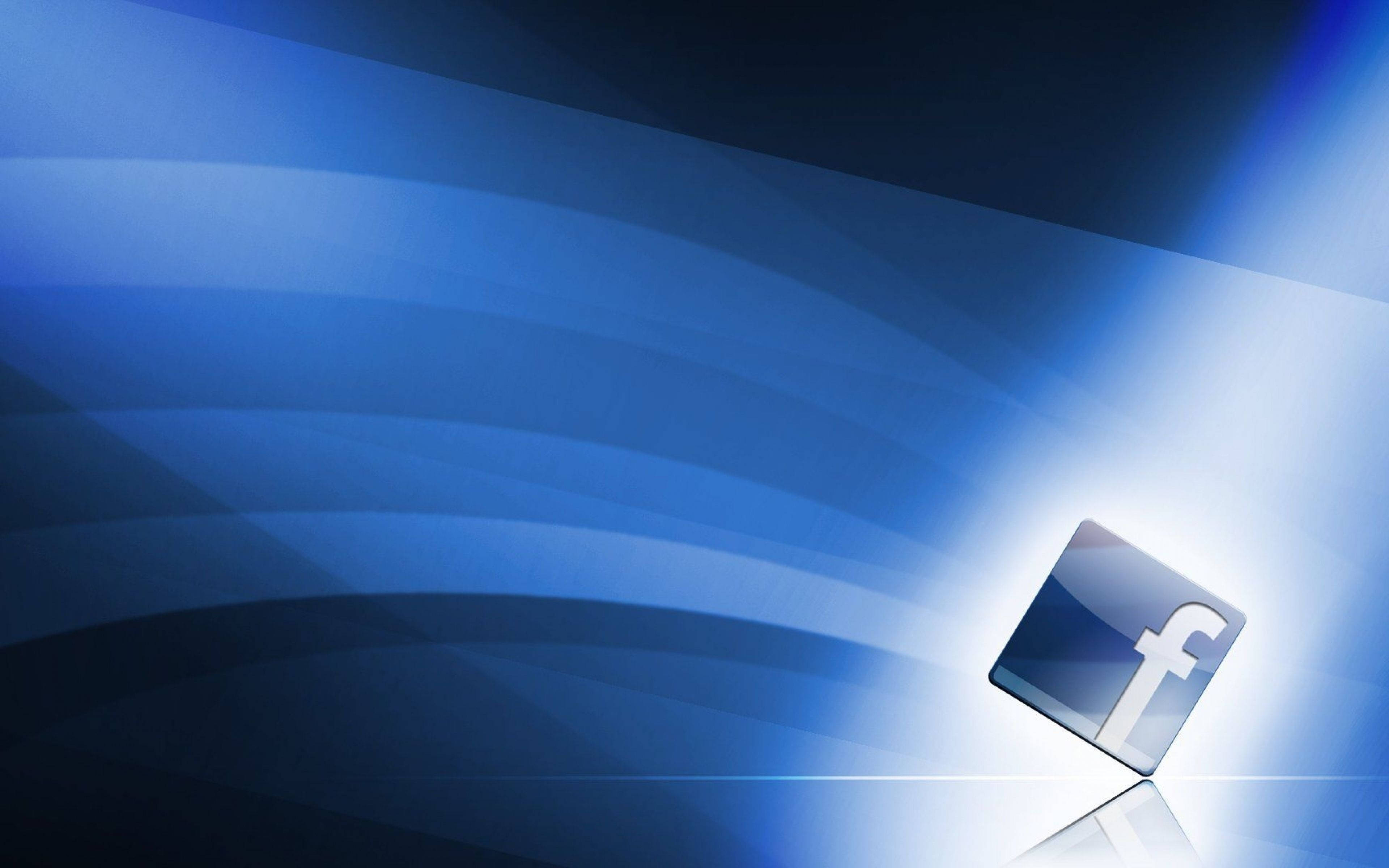 Facebook logo, reflective surface, dynamic blue gradient background, 4K Desktop Wallpaper