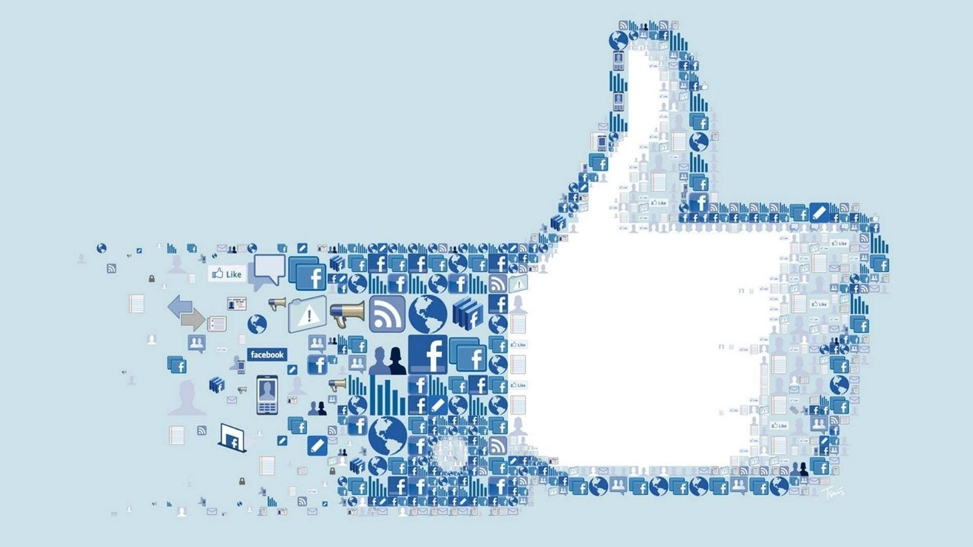 Facebook Like Icon, blue social media icons, light blue background, Full HD Desktop Wallpaper