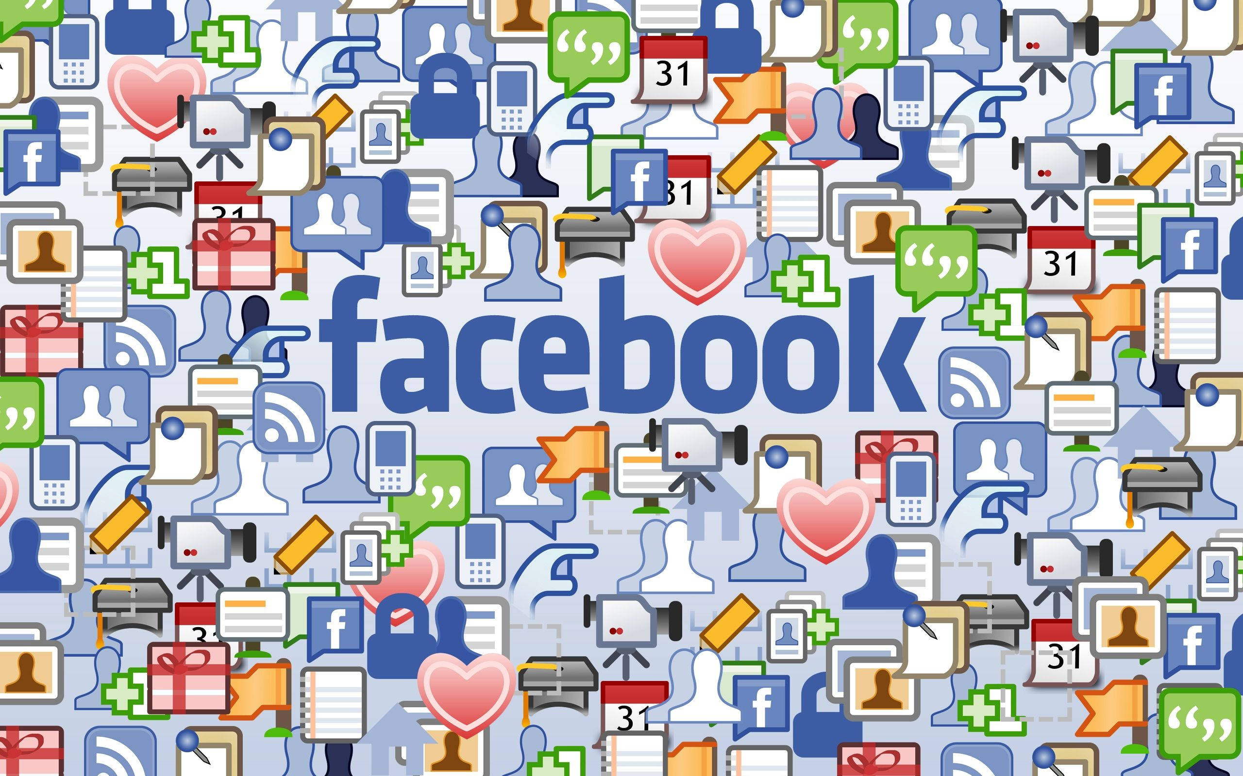 Facebook, Facebook logo, Facebook icons, 2K Desktop Wallpaper