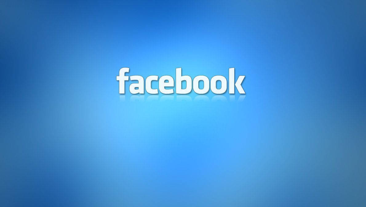 Facebook, white 3D letters, soft gradient blue background, SD Desktop Wallpaper