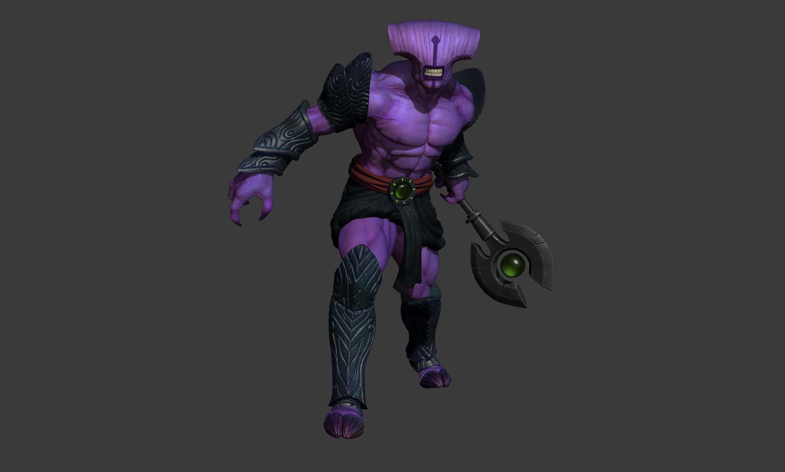 Faceless Void, purple-skinned alien warrior, horned head, 2K Desktop Wallpaper