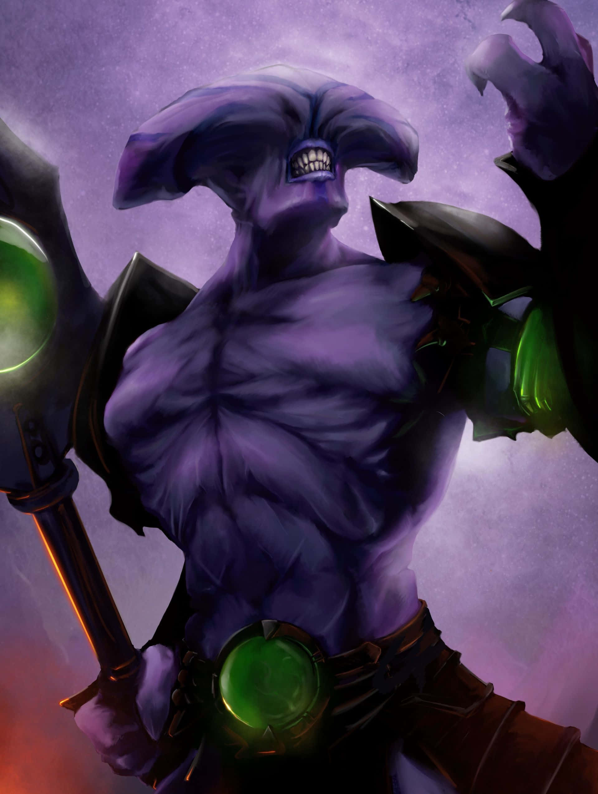 Faceless Void, purple-skinned demon, horned head, Full HD Phone Wallpaper