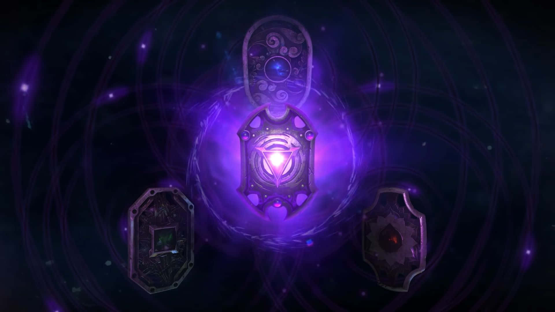 Faceless Void, glowing purple mystical artifact, swirling cosmic patterns, Full HD Desktop Wallpaper