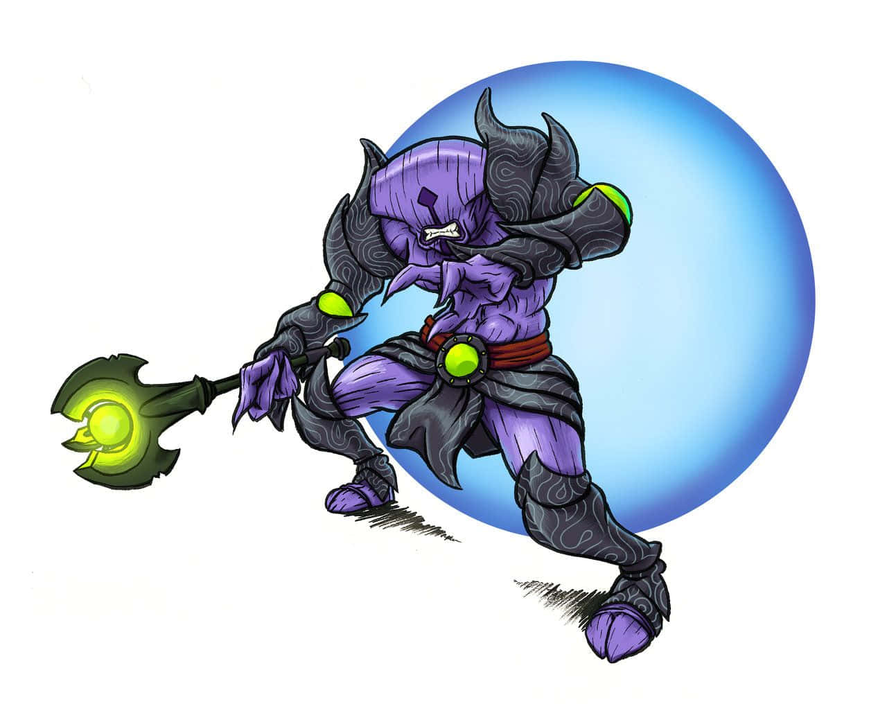 Faceless Void, purple horned demon, glowing green eyes, HD Desktop Wallpaper