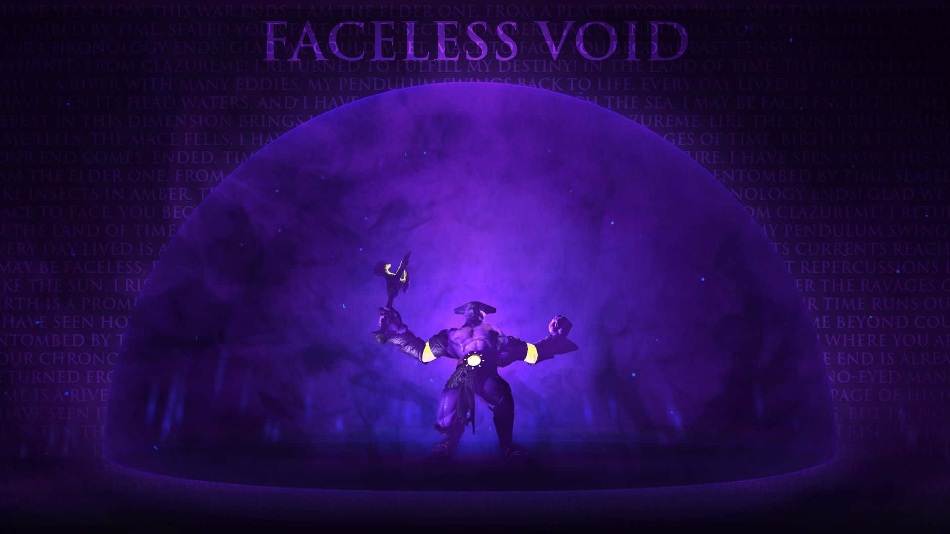 Faceless Void, purple-skinned, glowing yellow accents, Full HD Desktop Wallpaper