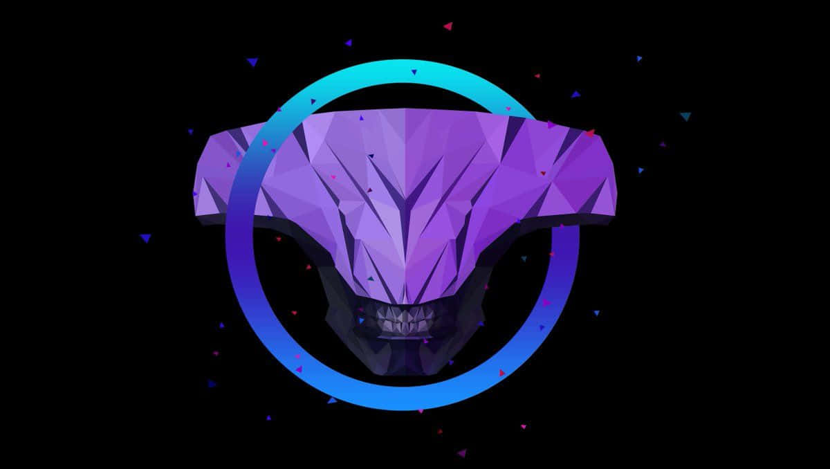 Faceless Void, purple low-poly skull, glowing blue ring, SD Desktop Wallpaper