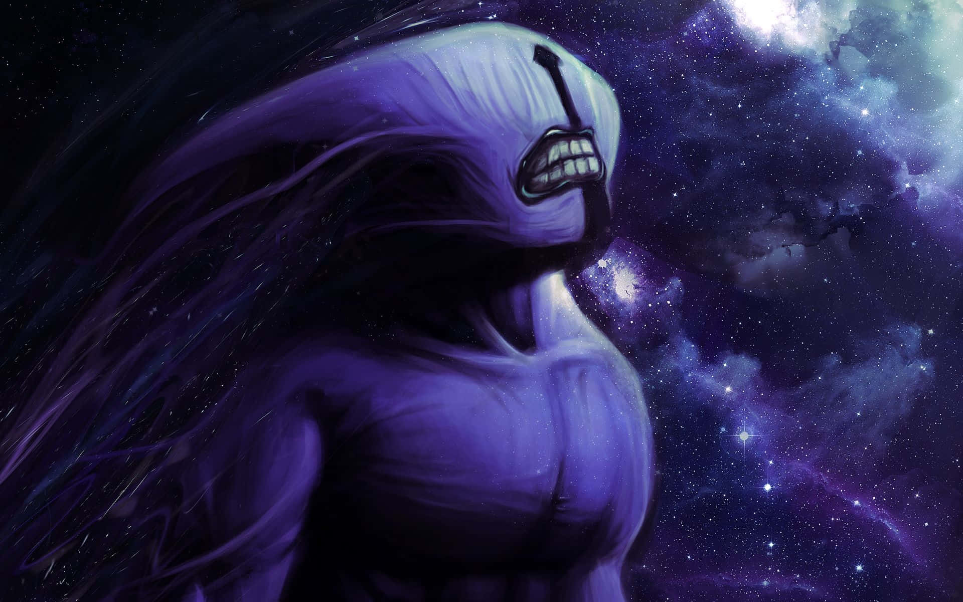 Faceless Void, purple-skinned, long hair, Full HD Desktop Wallpaper