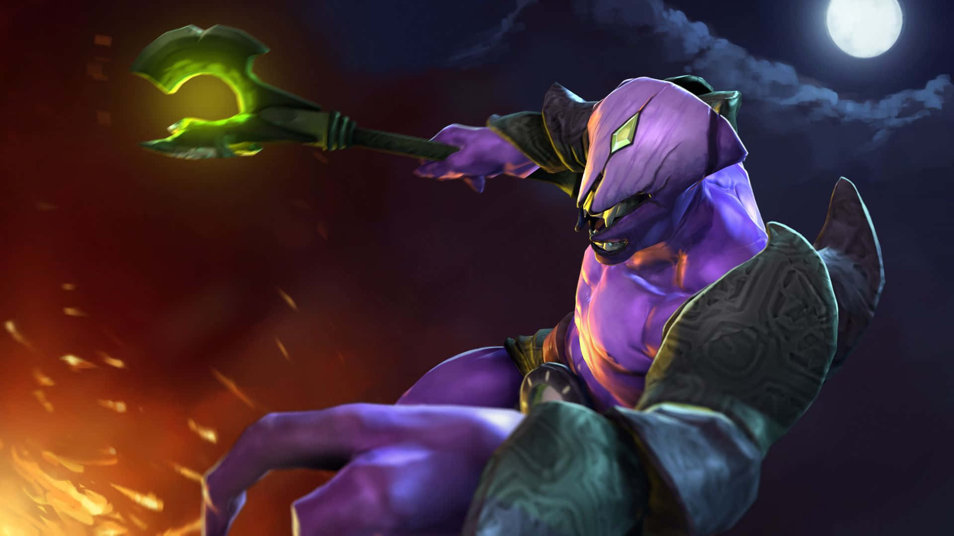 Faceless Void, purple-skinned, demonic warrior, Full HD Desktop Wallpaper
