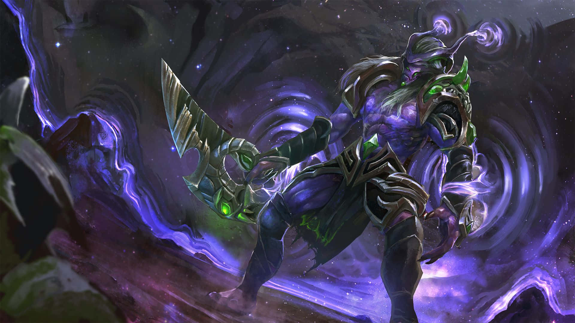 Faceless Void, glowing green eyes, massive blade, Full HD Desktop Wallpaper