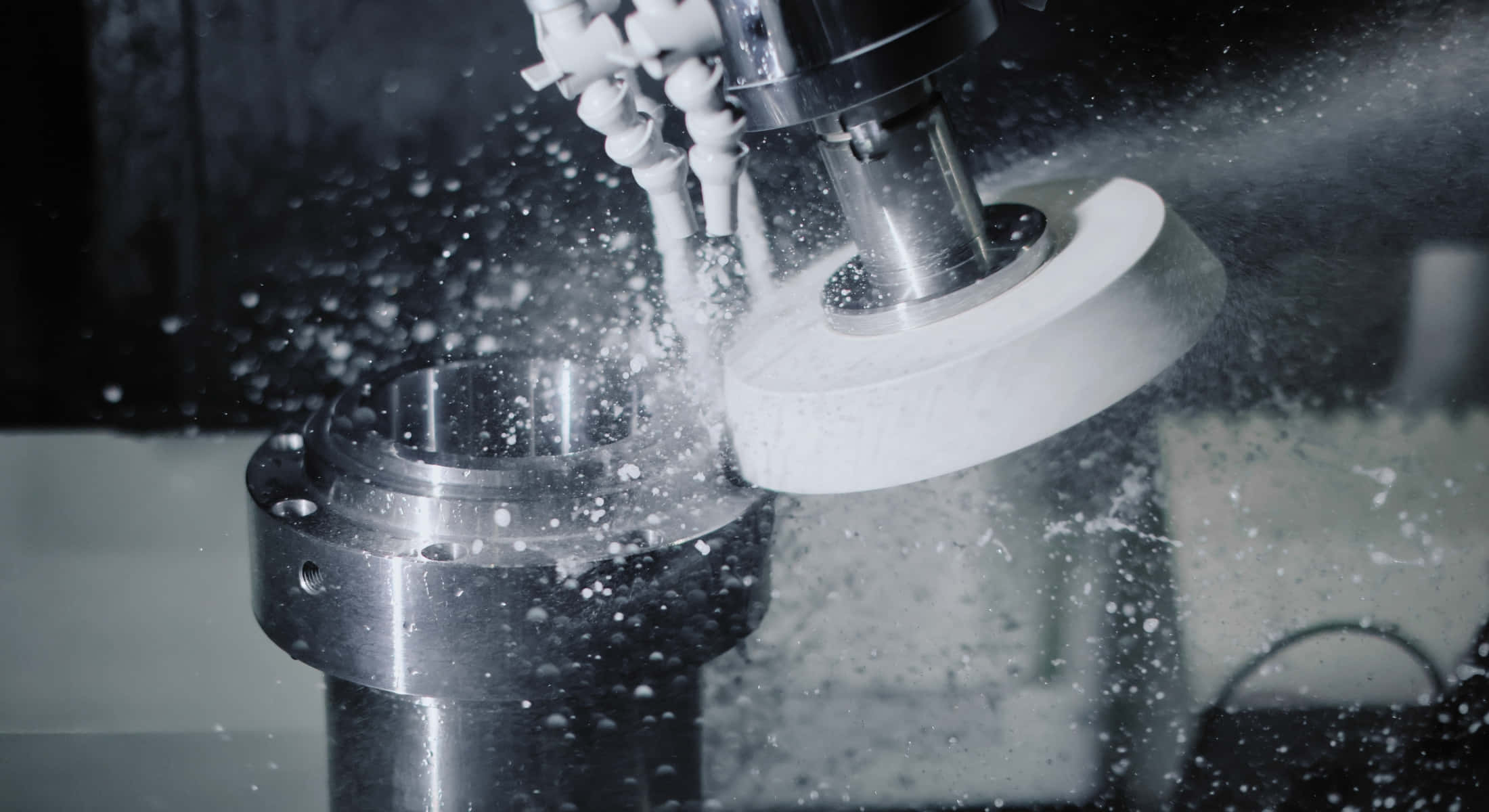 CNC machine, metal, coolant, Full HD Desktop Wallpaper