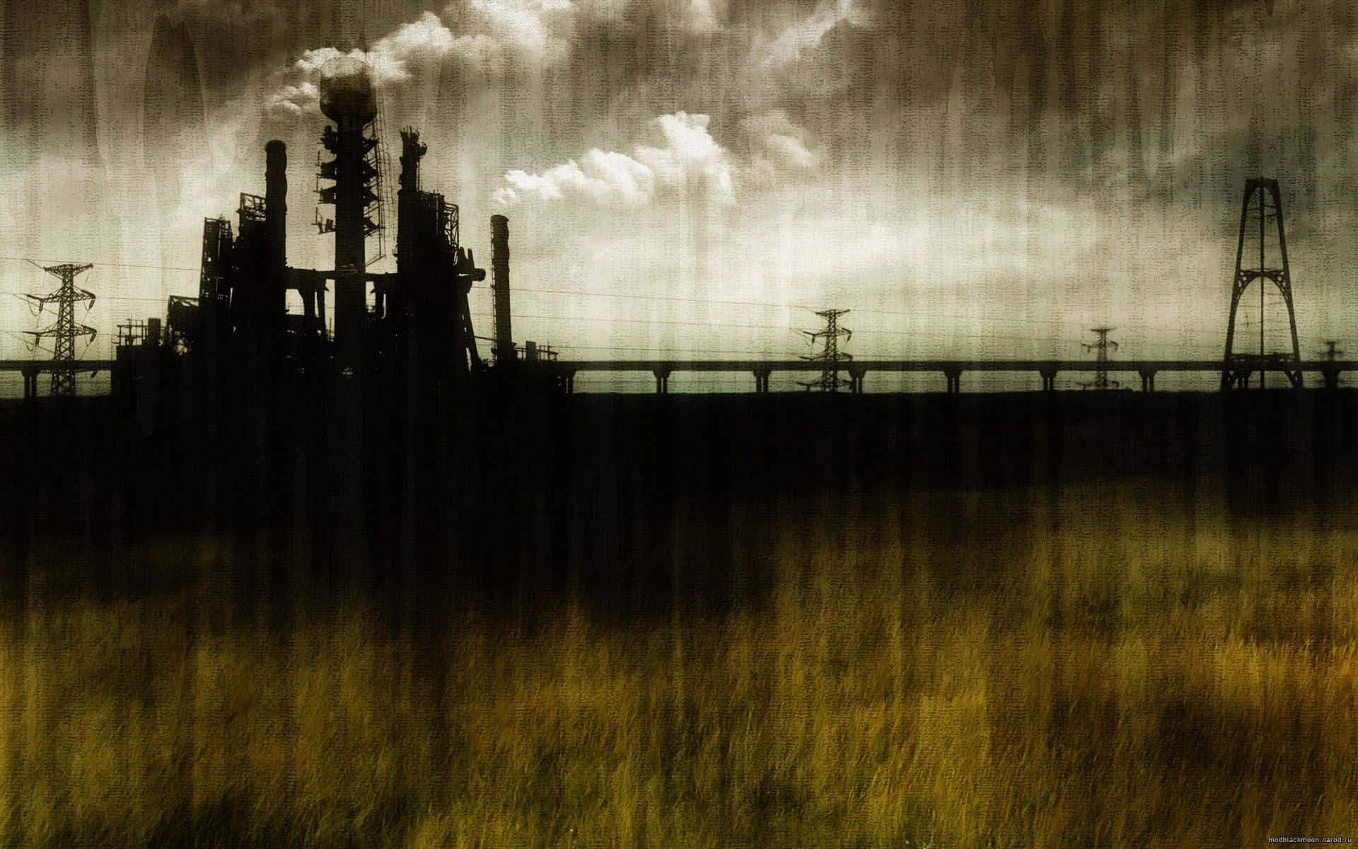 industrious factory, silhouette, smokestacks, Full HD Desktop Wallpaper
