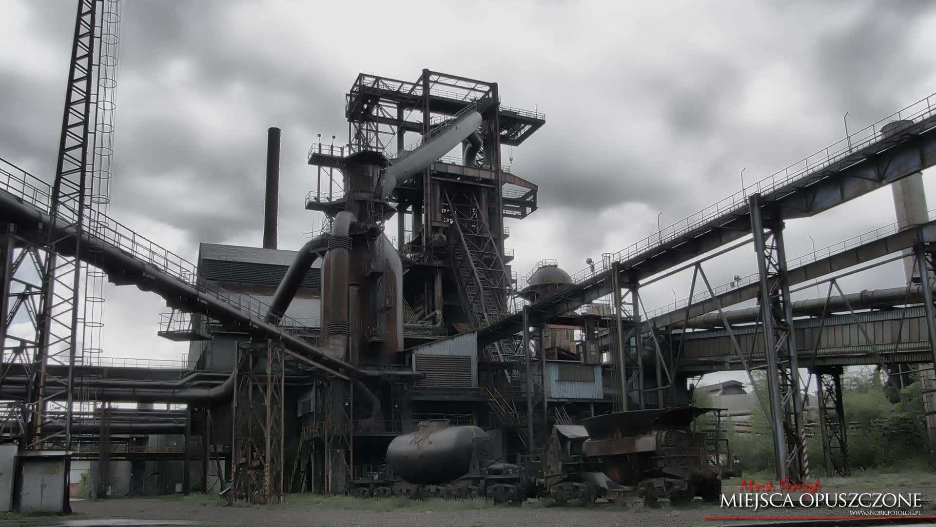 industrious facility, industrial steel mill, rusted towers, Full HD Desktop Wallpaper
