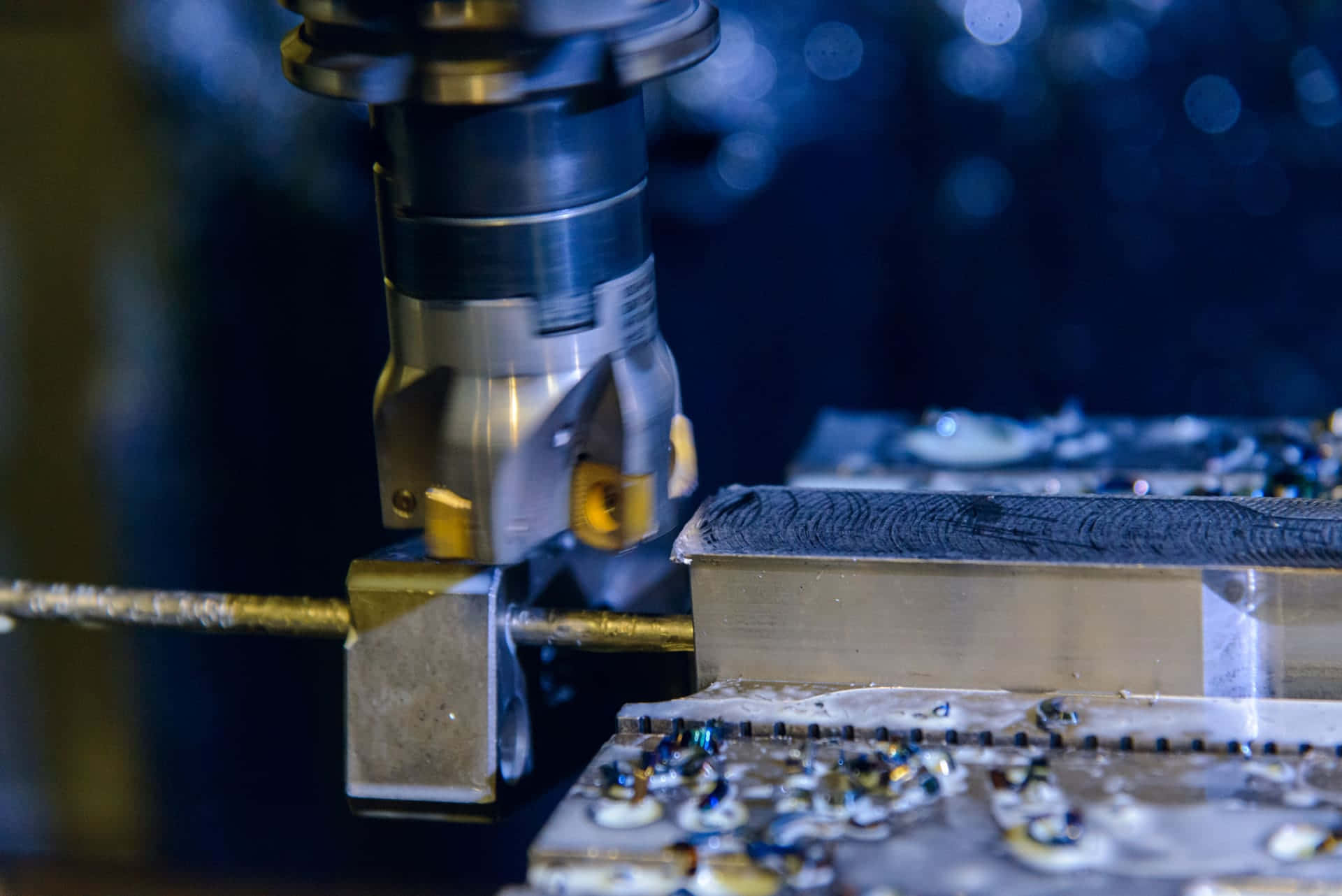 CNC machine, metal, coolant droplets, Full HD Desktop Wallpaper