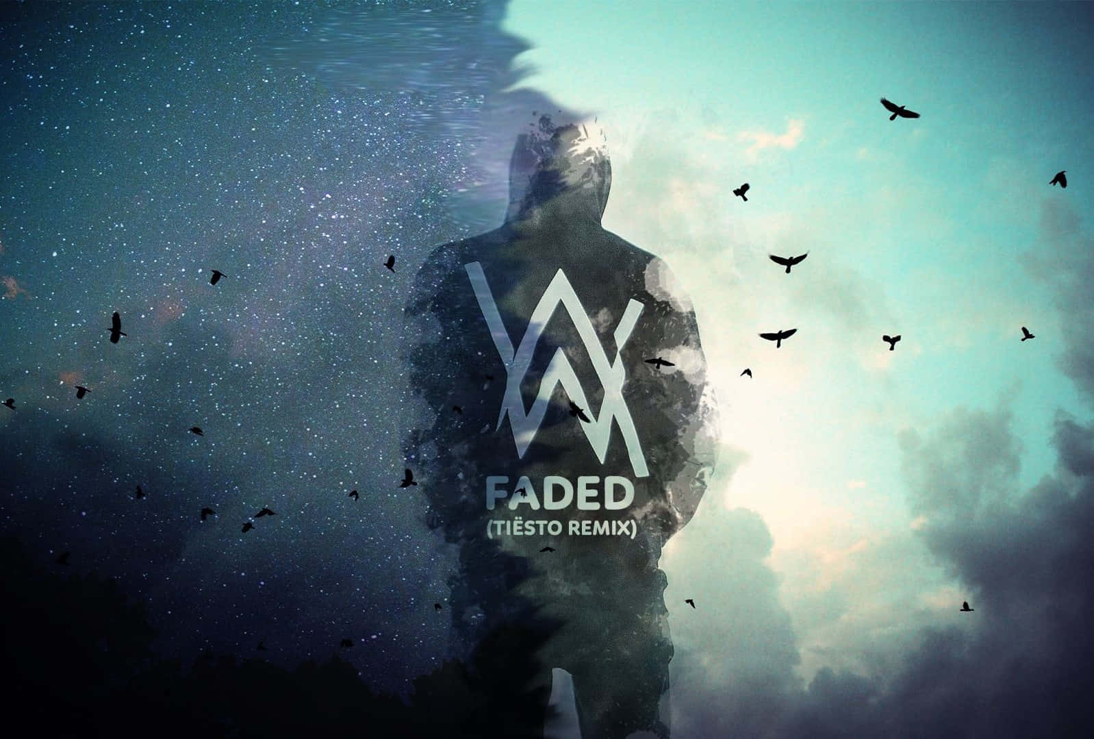 Faded, silhouette, glowing logo, HD Desktop Wallpaper