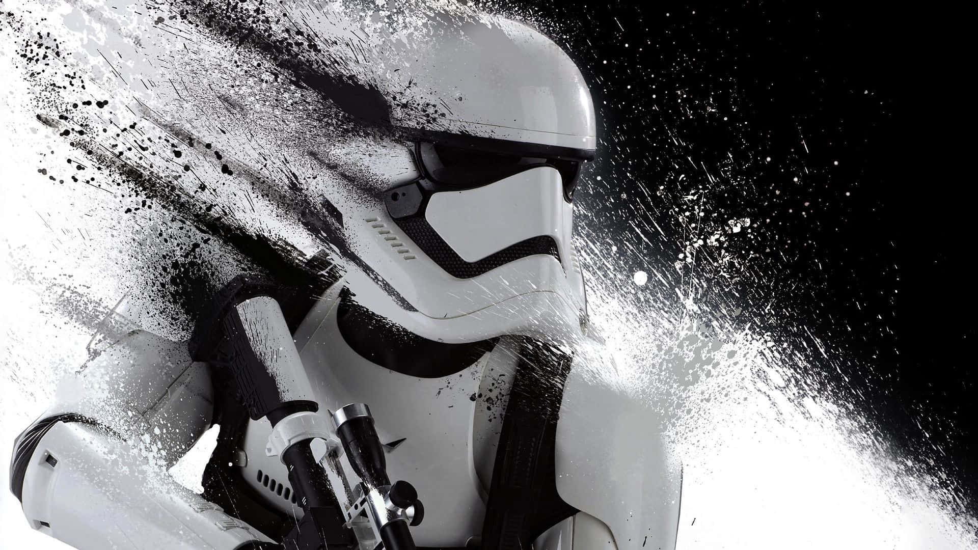 stormtrooper helmet, armor, black and white paint splatter effect, Full HD Desktop Wallpaper