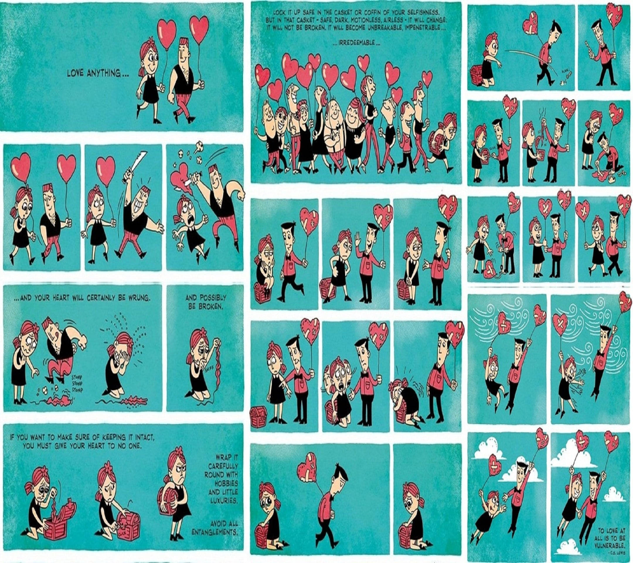 Risk Of Love Failure, comic strip, cartoon characters, Full HD Desktop Wallpaper