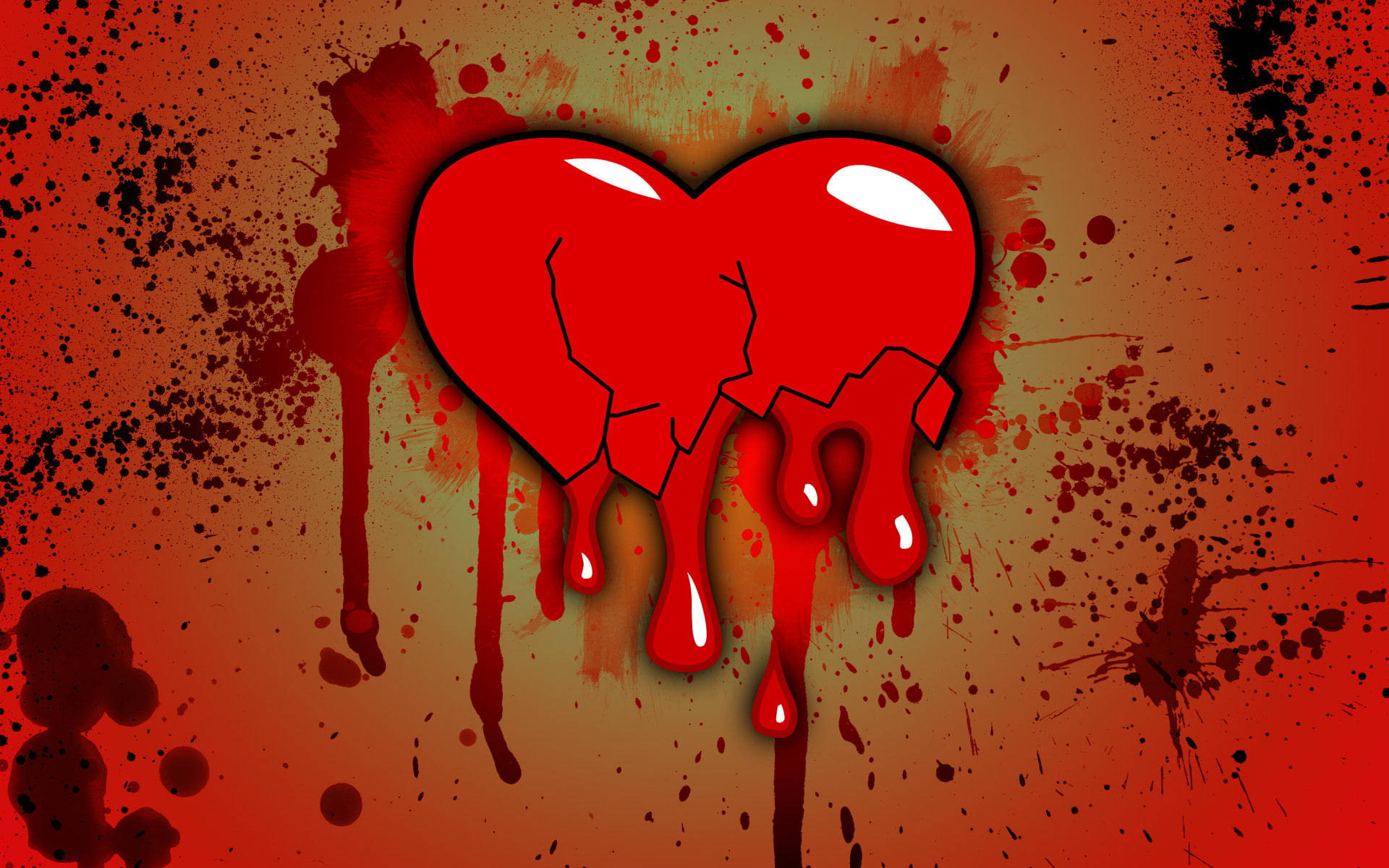 Love Failure Bleeding Heart, cracked red heart, drips blood, Full HD Desktop Wallpaper