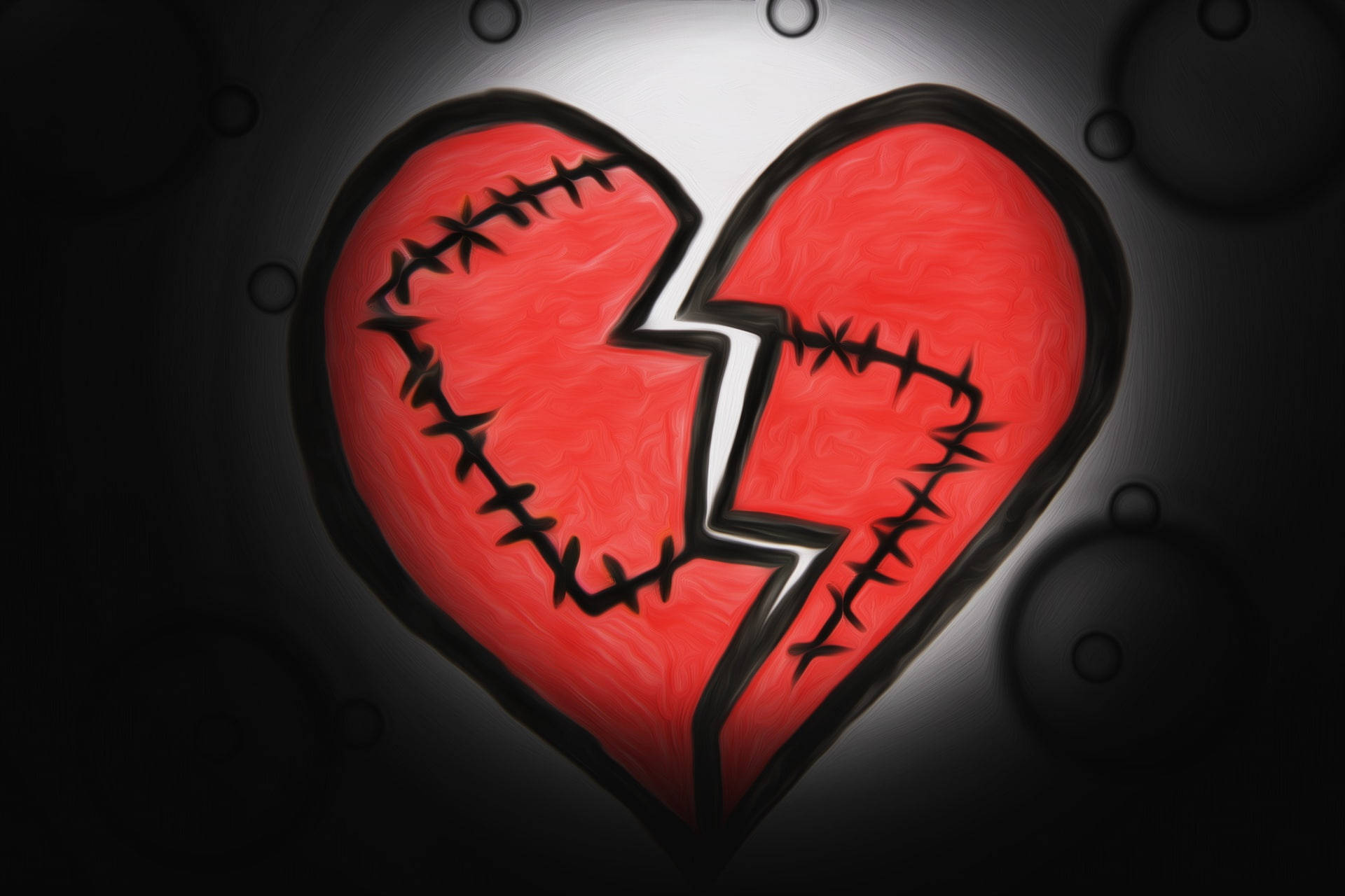 love failure scarred heart, vivid red heart, torn in half, Full HD Desktop Wallpaper