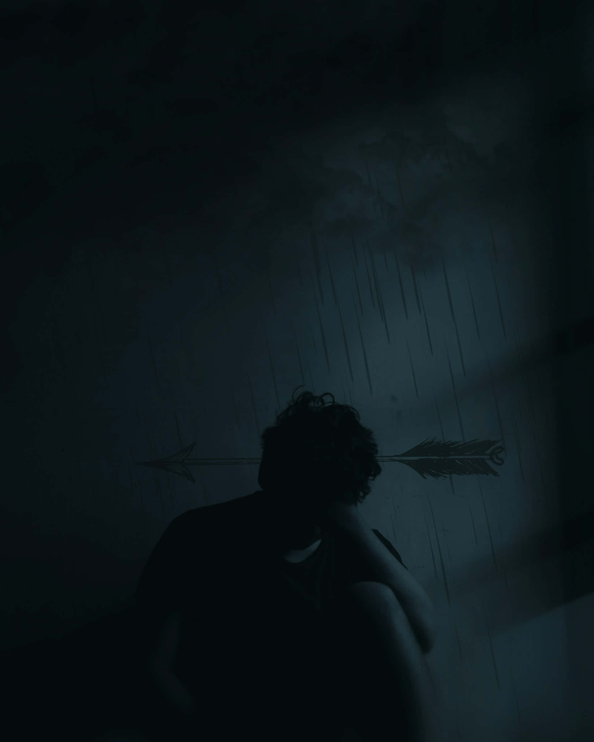 Despairinthe Shadows, silhouetted figure, rain streaks, Full HD Phone Wallpaper
