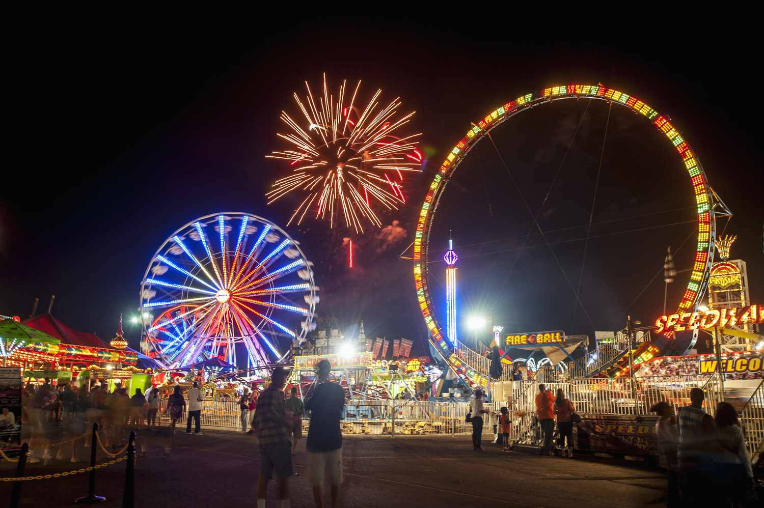 Fireworks, Nighttime, Carnival, HD Desktop Wallpaper