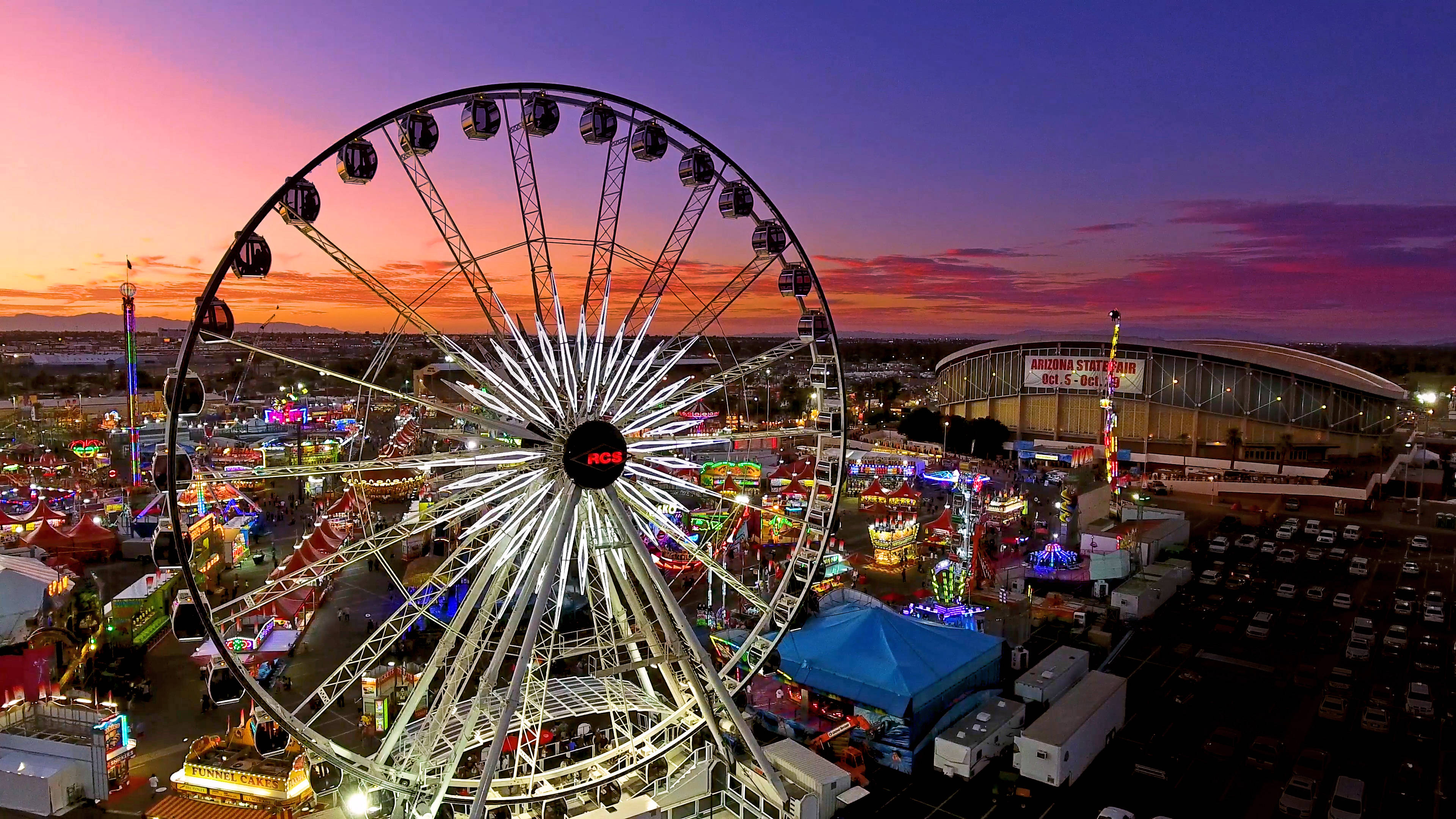 Ferris wheel, carnival, twilight, 4K Desktop Wallpaper