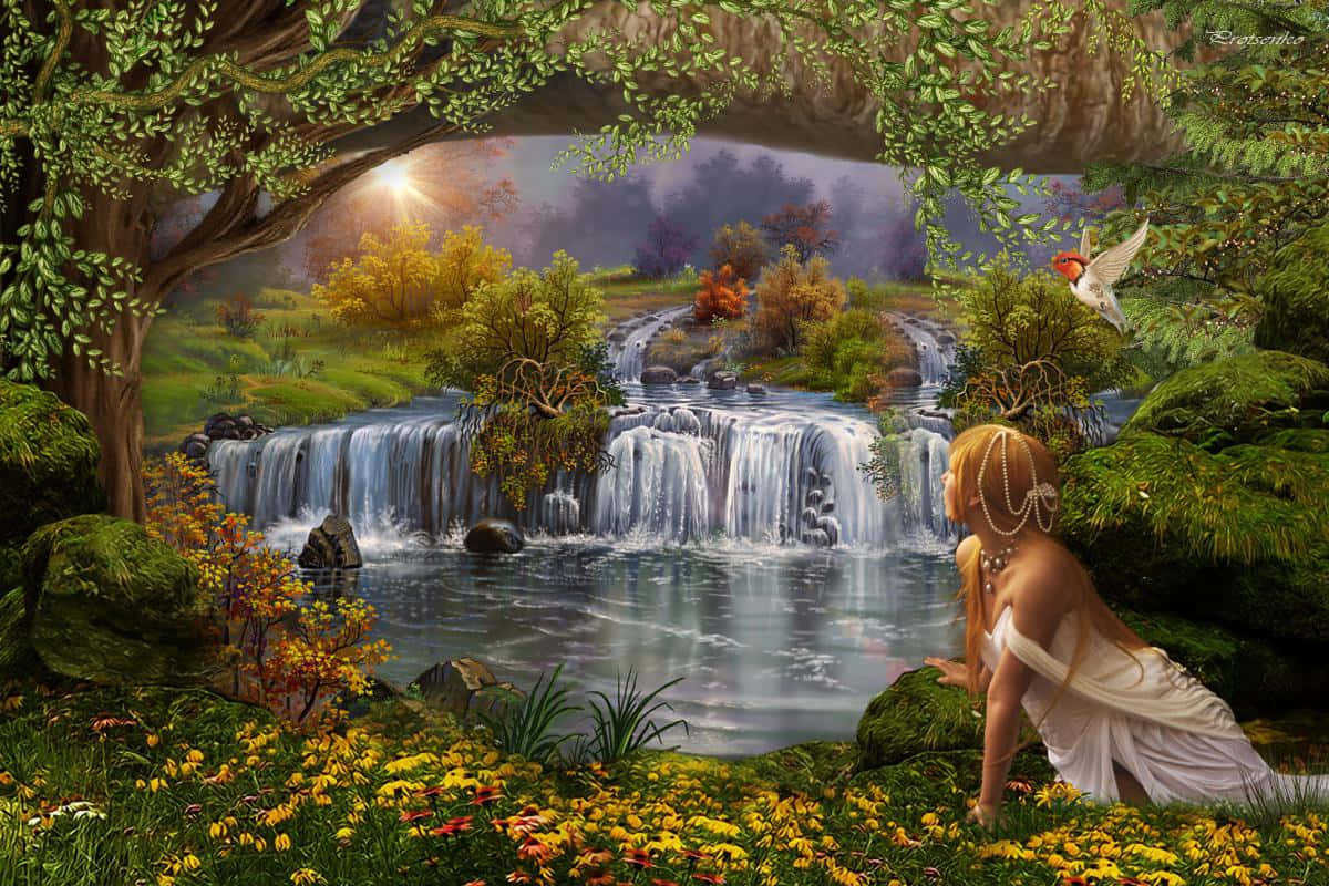 Fairy Forest, fairy, white robes, SD Desktop Wallpaper