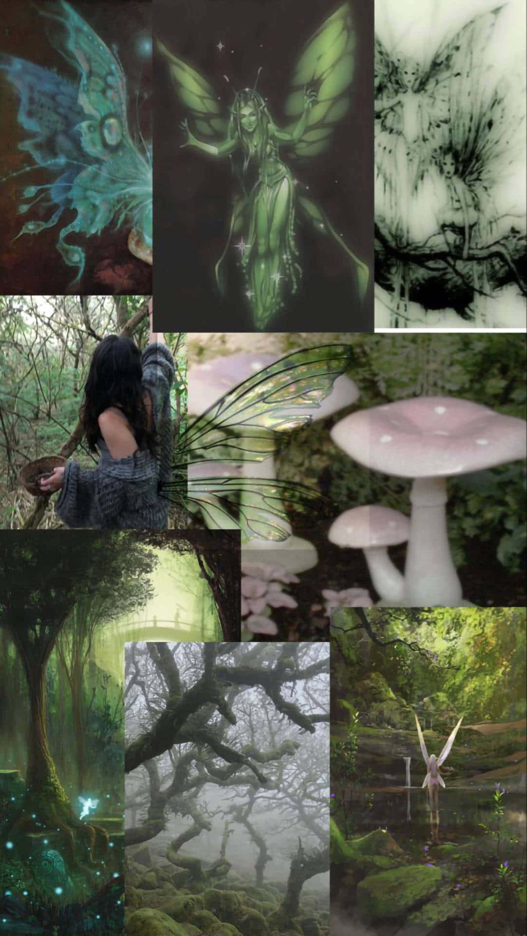 Fairy Grunge Aesthetic, glowing wings, mushrooms, Full HD Phone Wallpaper