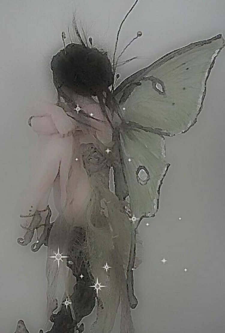 Fairy Grunge Aesthetic, winged figure, moth wings, SD Phone Wallpaper