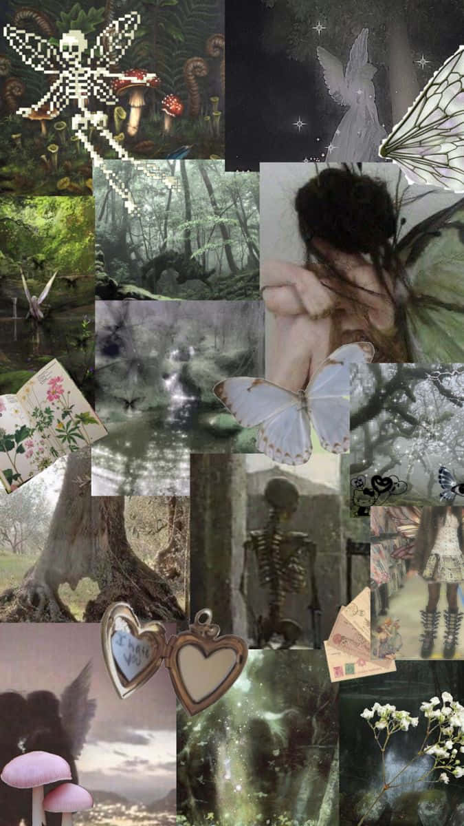Fairy Grunge Aesthetic, fairies, skeletons, SD Phone Wallpaper