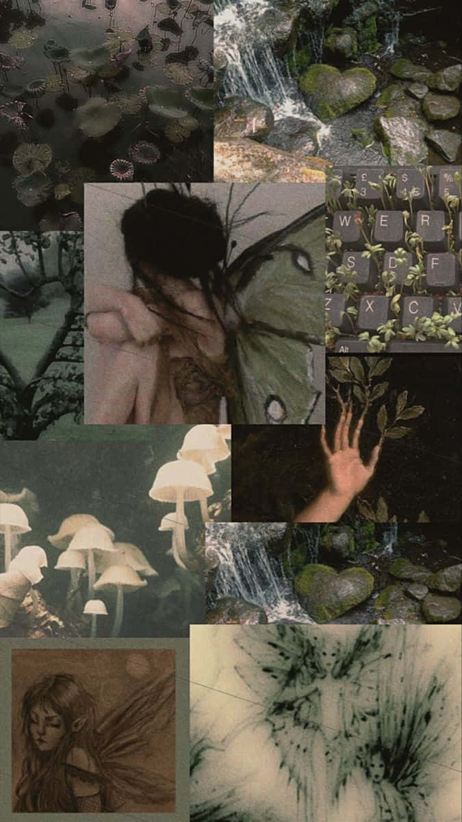 Fairy Grunge Aesthetic, lily pads, waterfalls, SD Phone Wallpaper