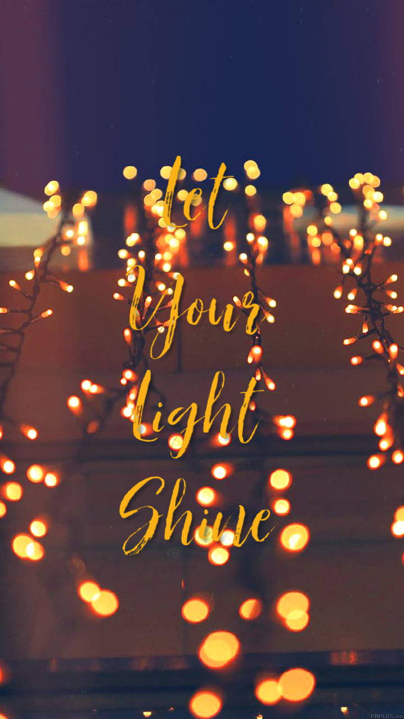 fairy lights, golden cursive text, warm glowing string lights, HD Phone Wallpaper