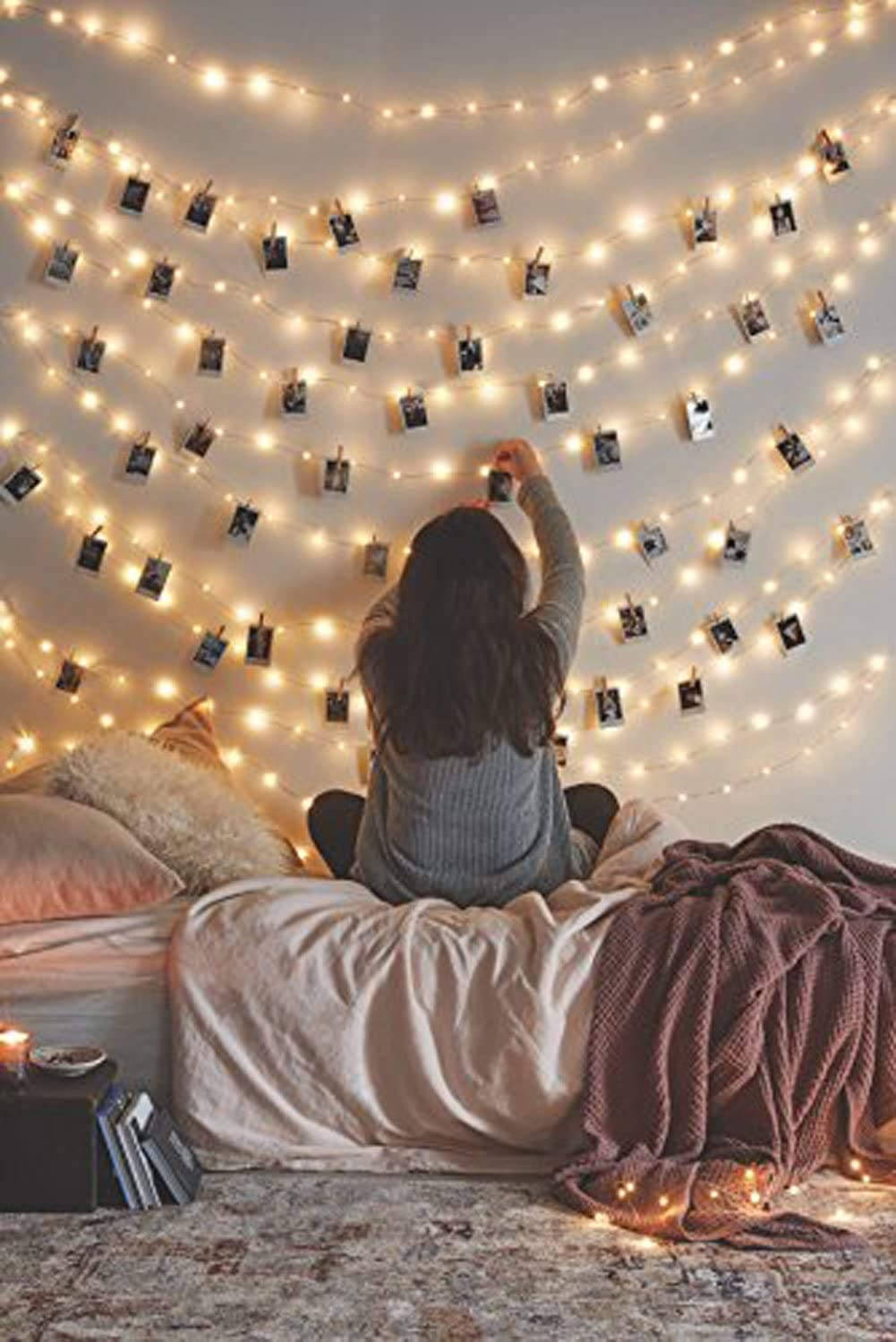 fairy lights aesthetic, warm fairy lights, string of warm fairy lights, HD Phone Wallpaper