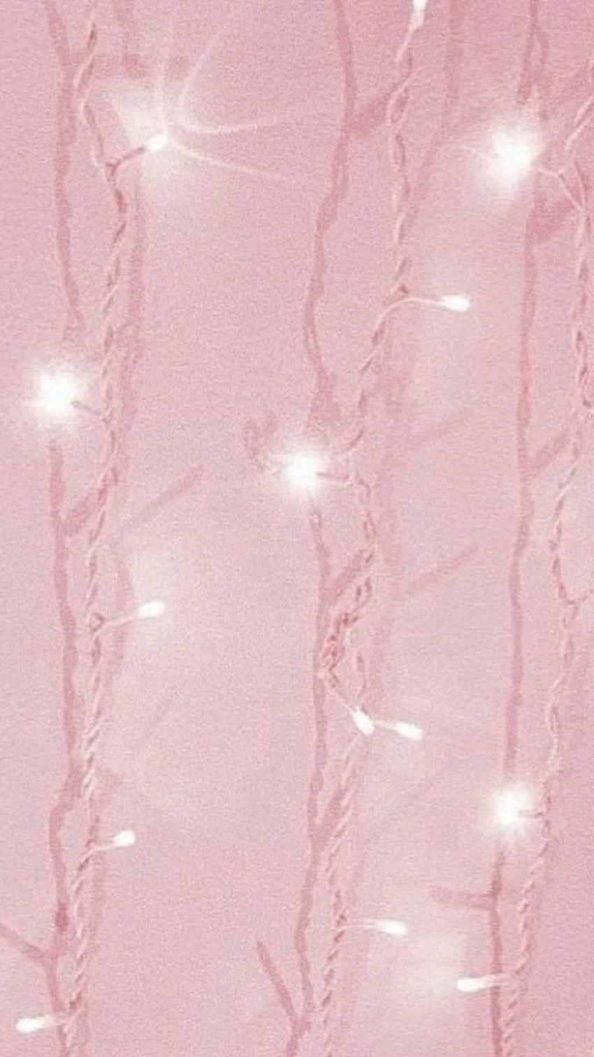 pink fairy lights, soft pink background, glowing string lights, HD Phone Wallpaper