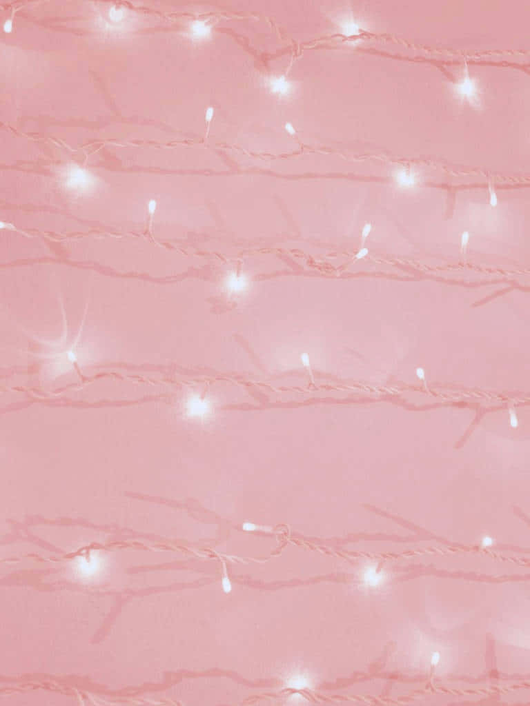 pink fairy lights, white string lights, soft pink background, SD Phone Wallpaper