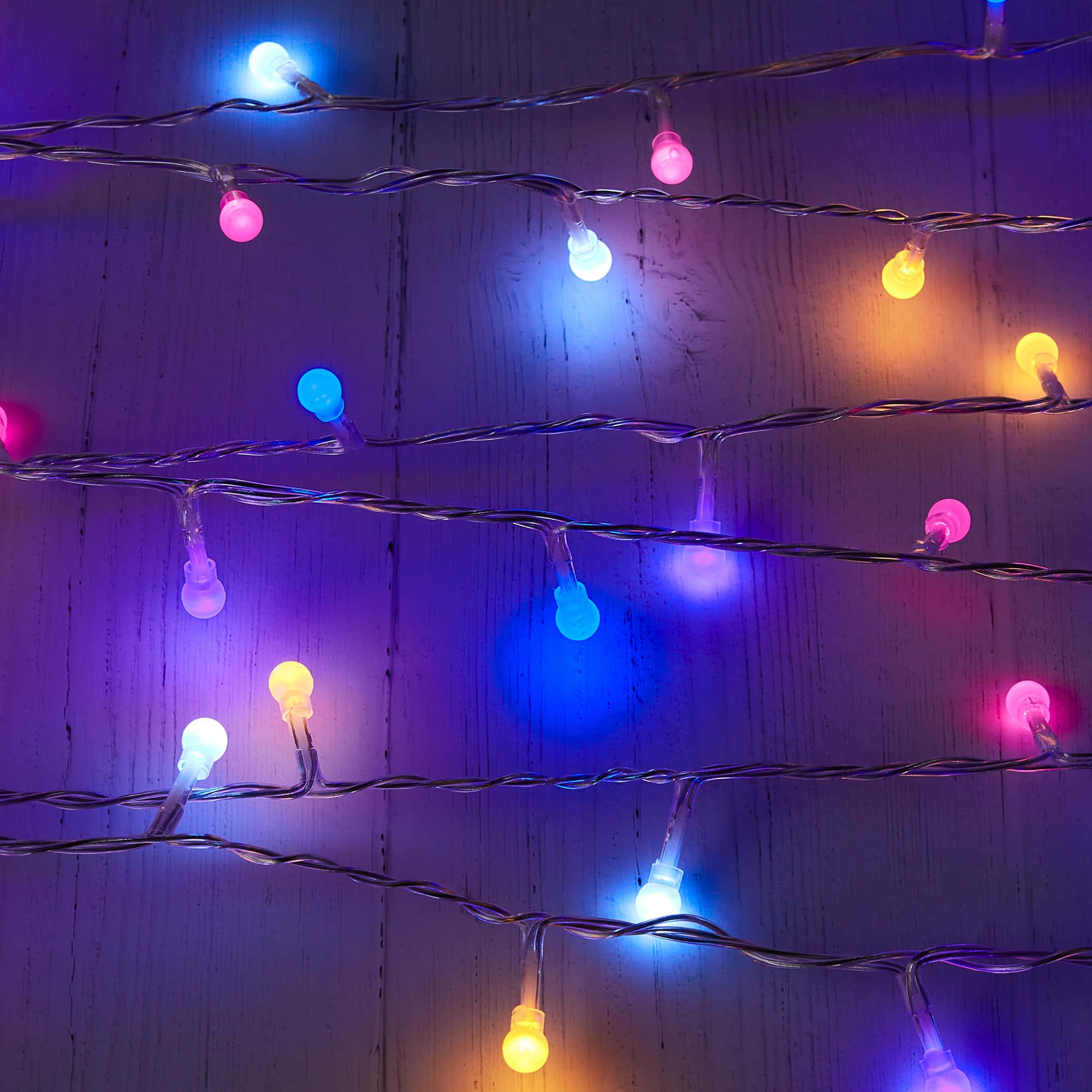 pink fairy lights, multi colored lights, wooden surface, Full HD Desktop Wallpaper