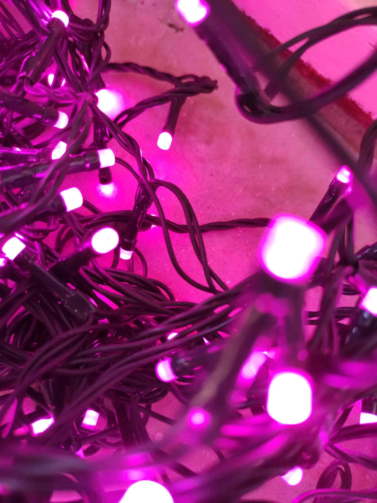 pink fairy lights, soft pink textured background, close-up shot, HD Phone Wallpaper
