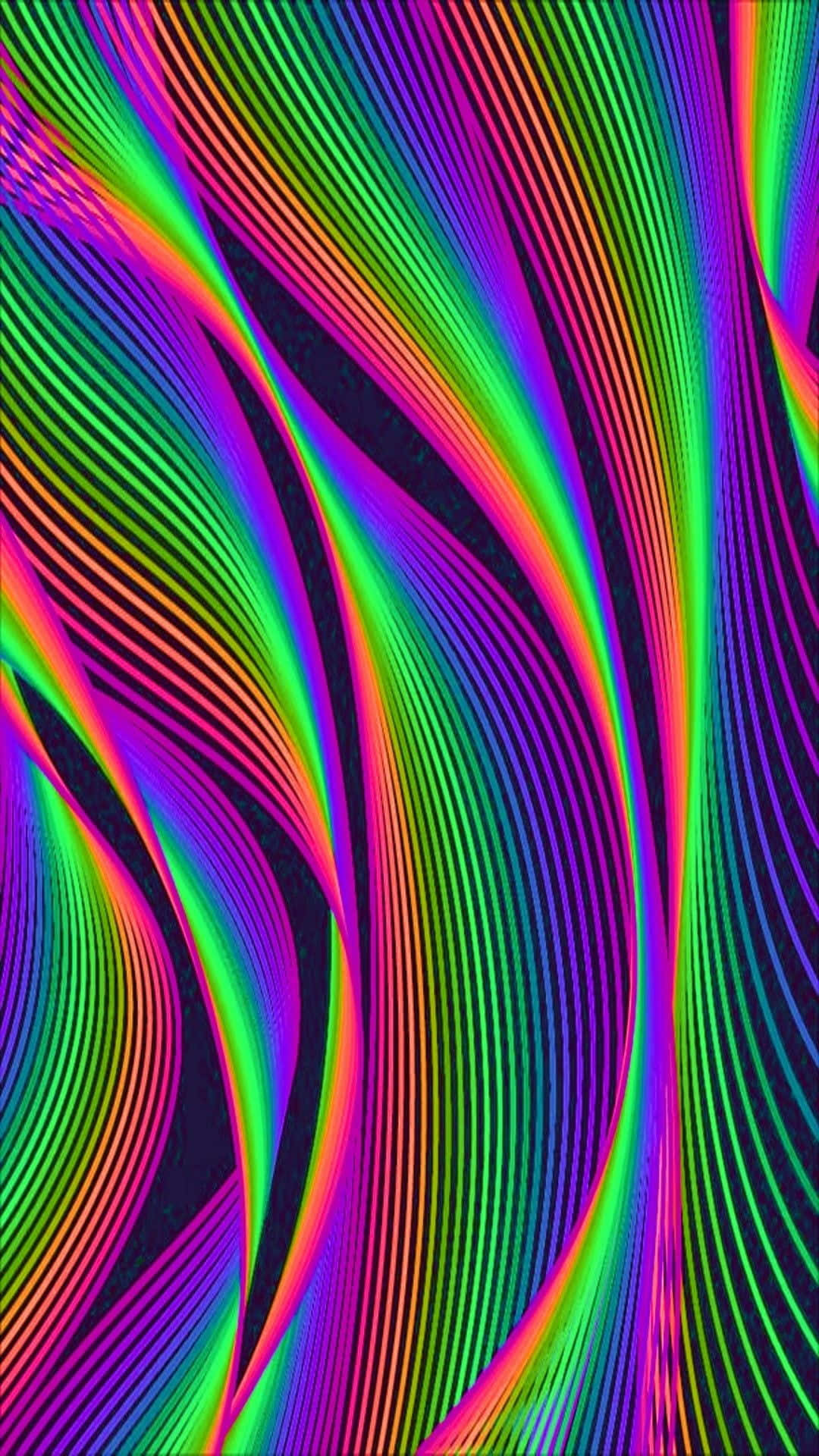 Psychedelic Neon Lights, neon streaks, dynamic curved waves, Full HD Phone Wallpaper
