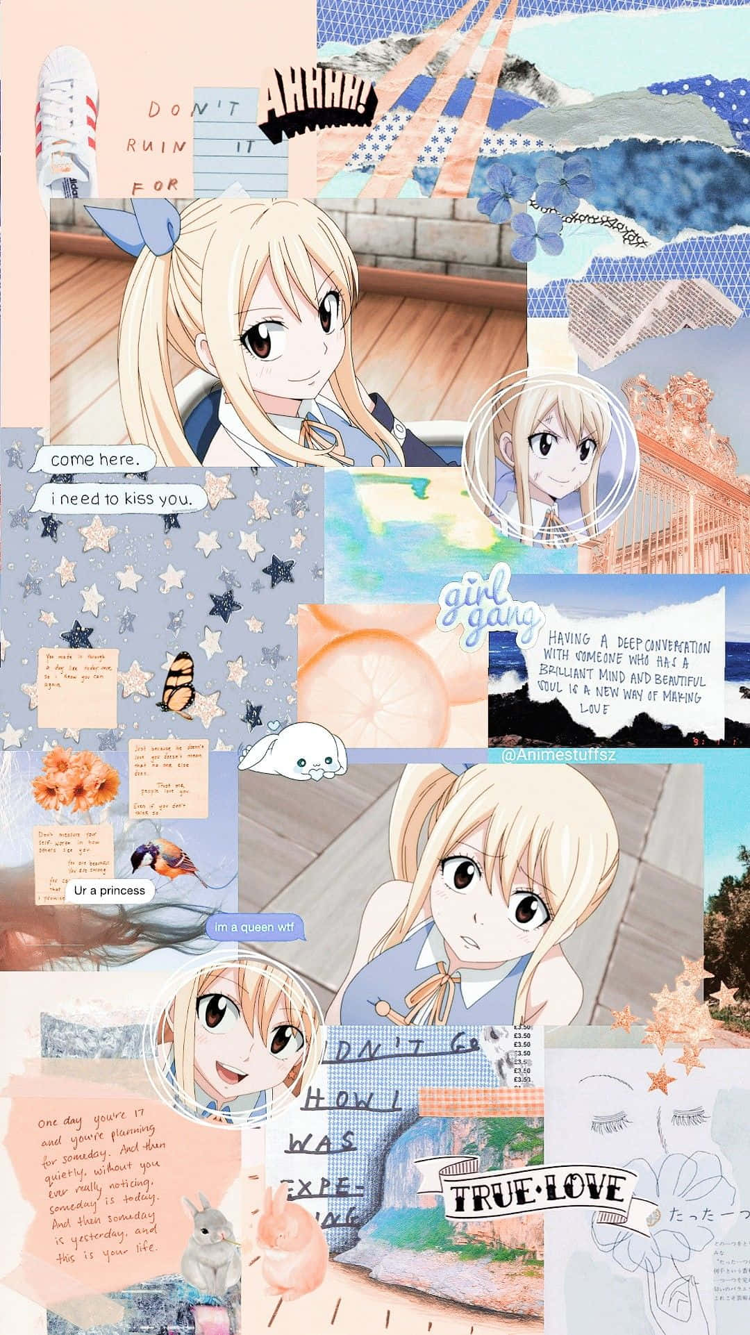 Fairy Tail Aesthetic, blonde-haired girl, stars, Full HD Phone Wallpaper