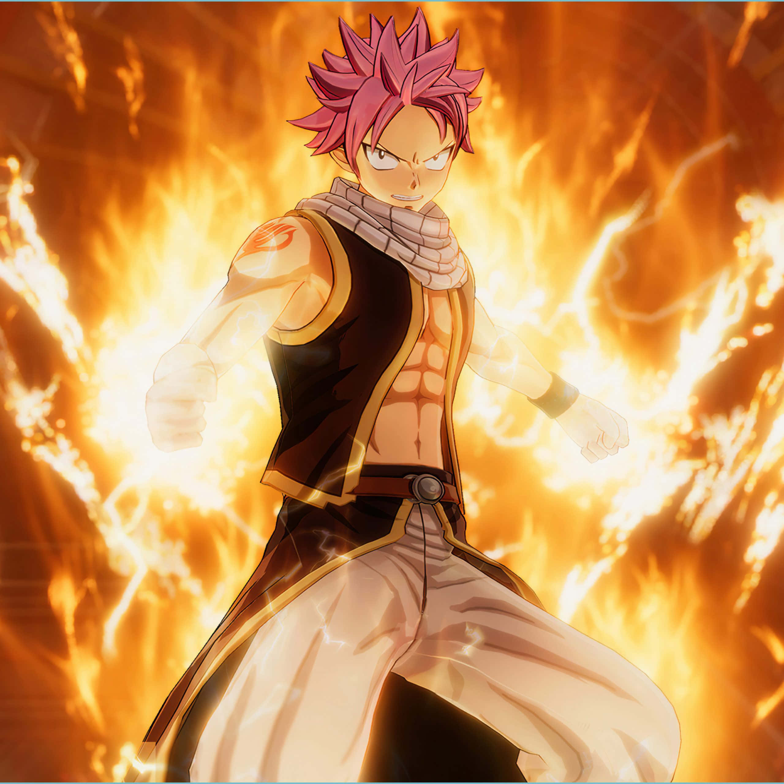 Fairy Tail Aesthetic, spiky pink-haired anime warrior, roaring flames, 2K Desktop Wallpaper