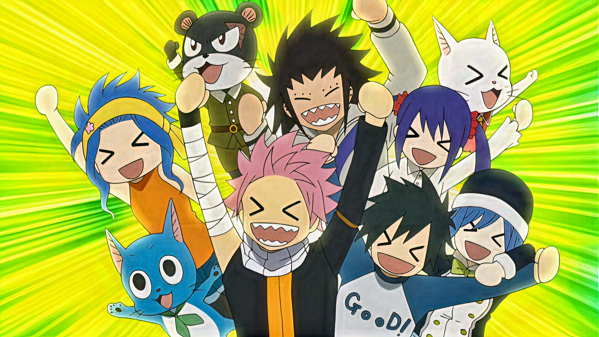 Fairy Tail Aesthetic, anime group, cheerful characters, Full HD Desktop Wallpaper