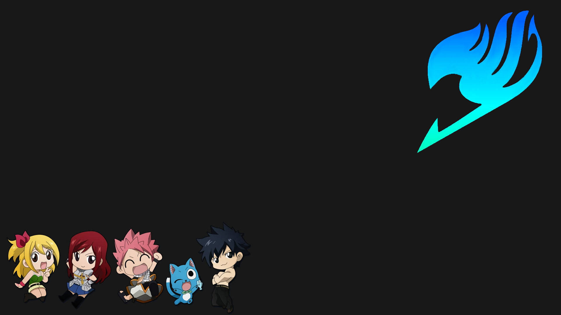 Fairy Tail Characters, minimalist art, chibi anime characters, Full HD Desktop Wallpaper