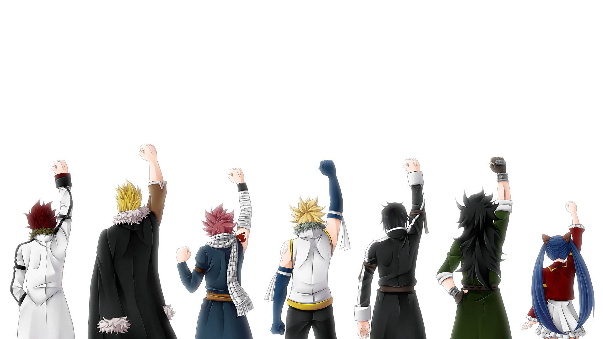 Fairy Tail Characters, anime characters, varied hair colors, Full HD Desktop Wallpaper