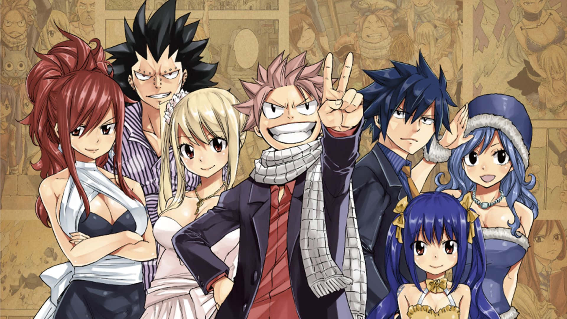 Fairy Tail, Fairy Tail Aesthetic, seven characters, Full HD Desktop Wallpaper