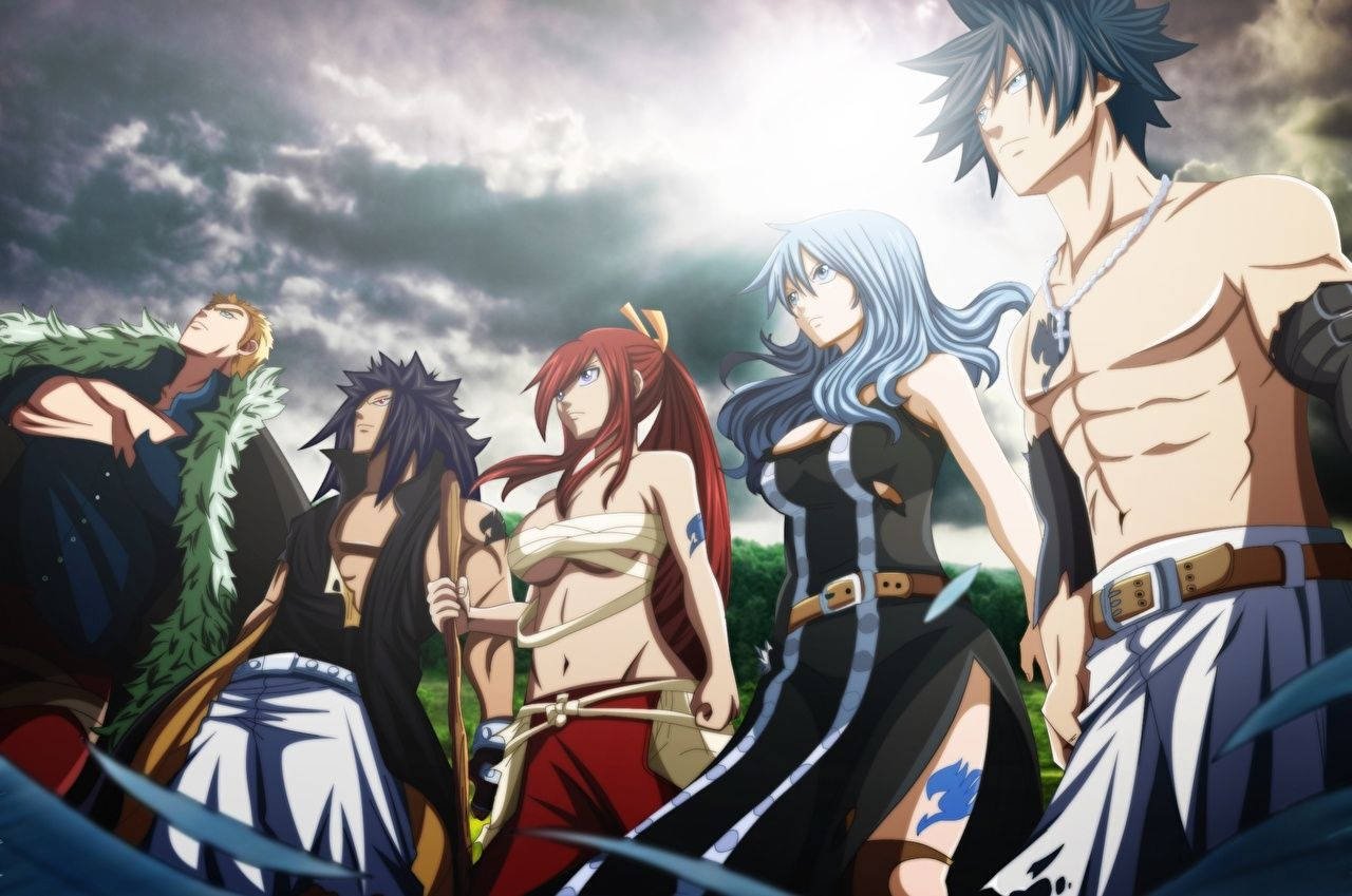 Fairy Tail, anime characters, stormy sky, HD Desktop Wallpaper